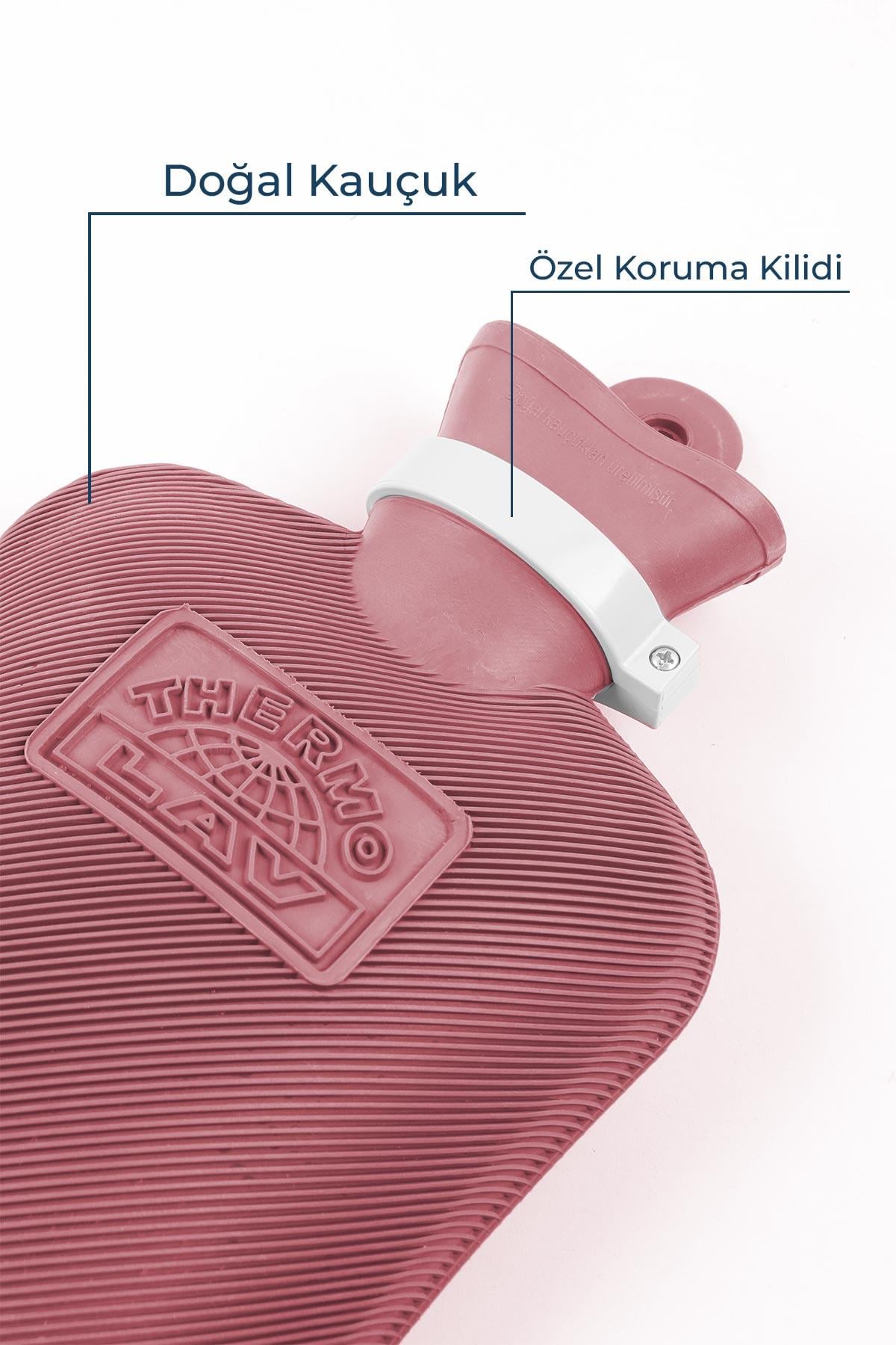 Termolav Adalılar Kauçuk Termofor  Sıcak Su Torbası Pembe  2,5 L