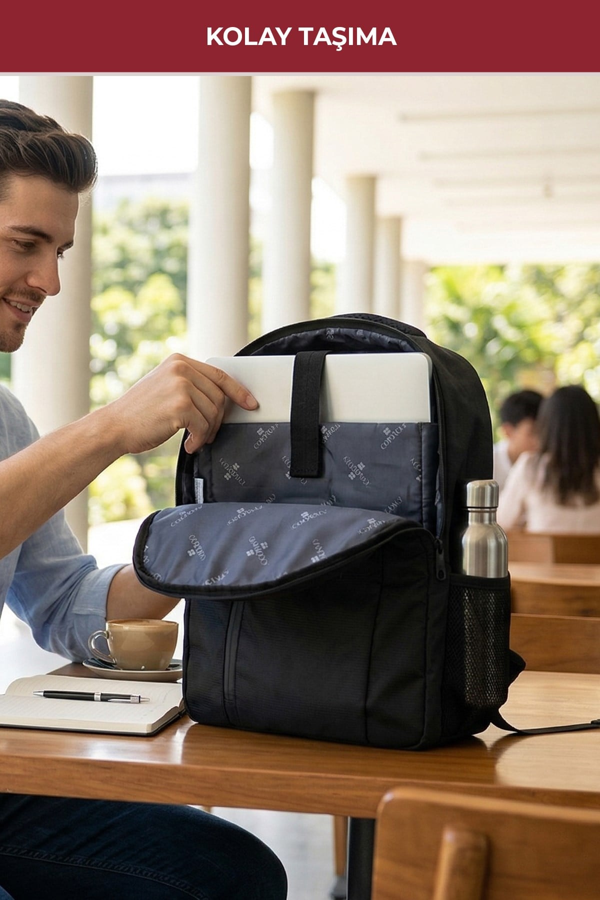TULPAR 15.6 İnç Laptop Sırt Çantası Su Geçirmez Notebook ve Bilgisayar Çantası