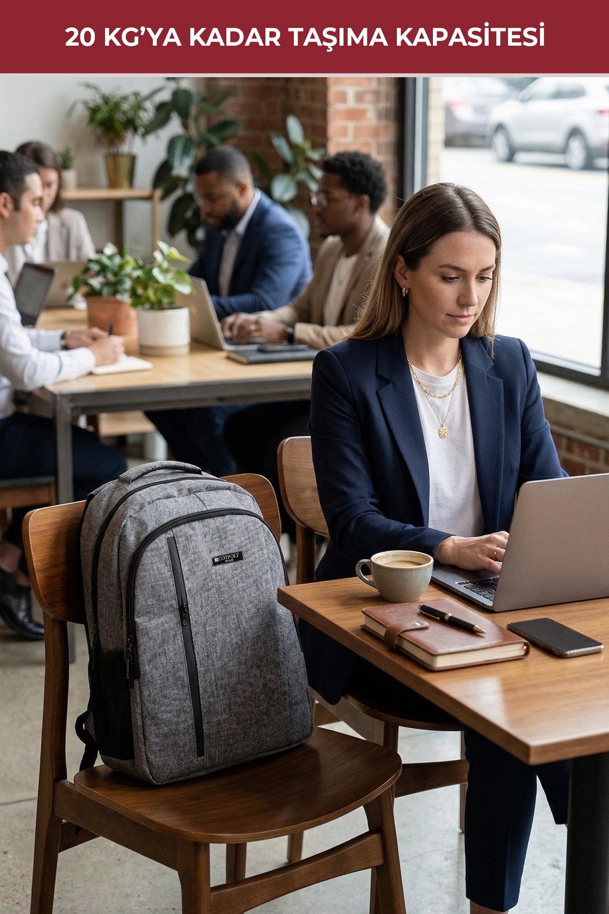 TULPAR 15.6 İnç Laptop Sırt Çantası Su Geçirmez Notebook ve Bilgisayar Çantası