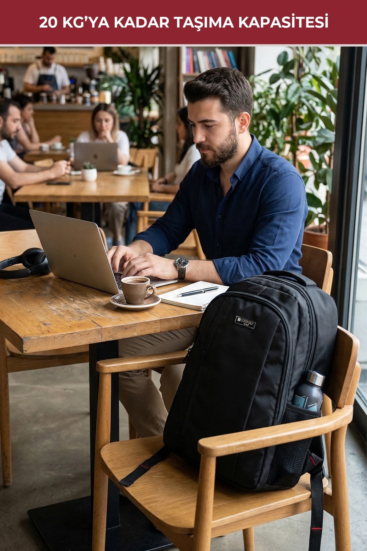 TULPAR 15.6 İnç Laptop Sırt Çantası Su Geçirmez Notebook ve Bilgisayar Çantası