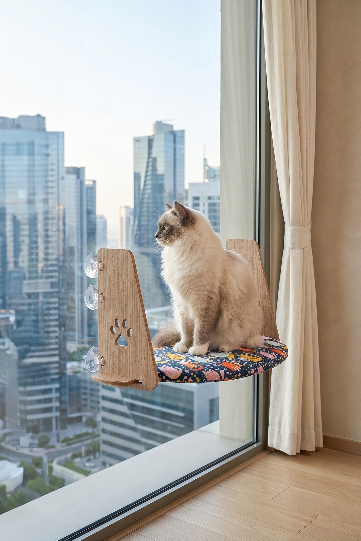 Vantuzlu Desenli, Yumuşak Kedi Cam Yatağı