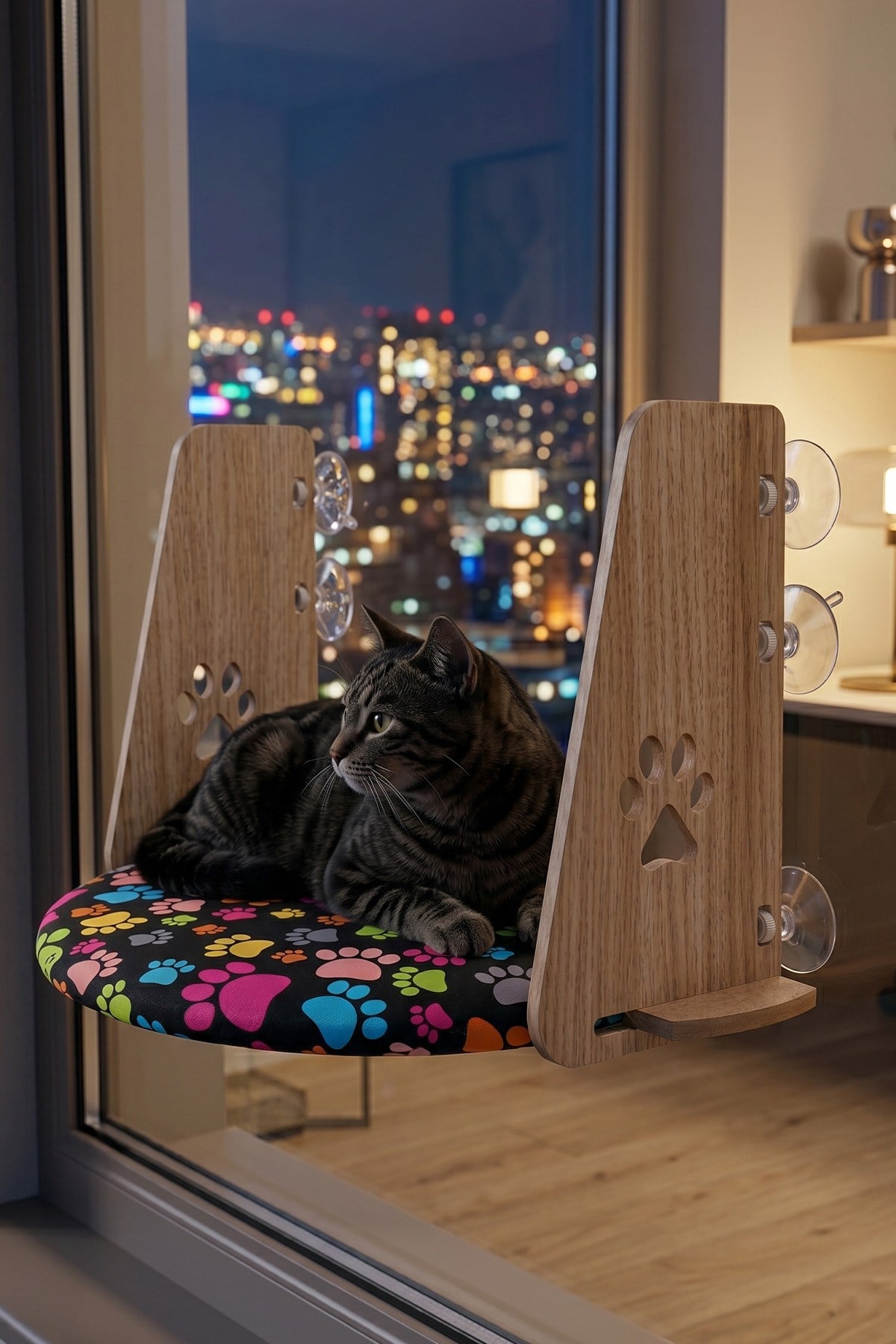 Vantuzlu Desenli, Yumuşak Kedi Cam Yatağı