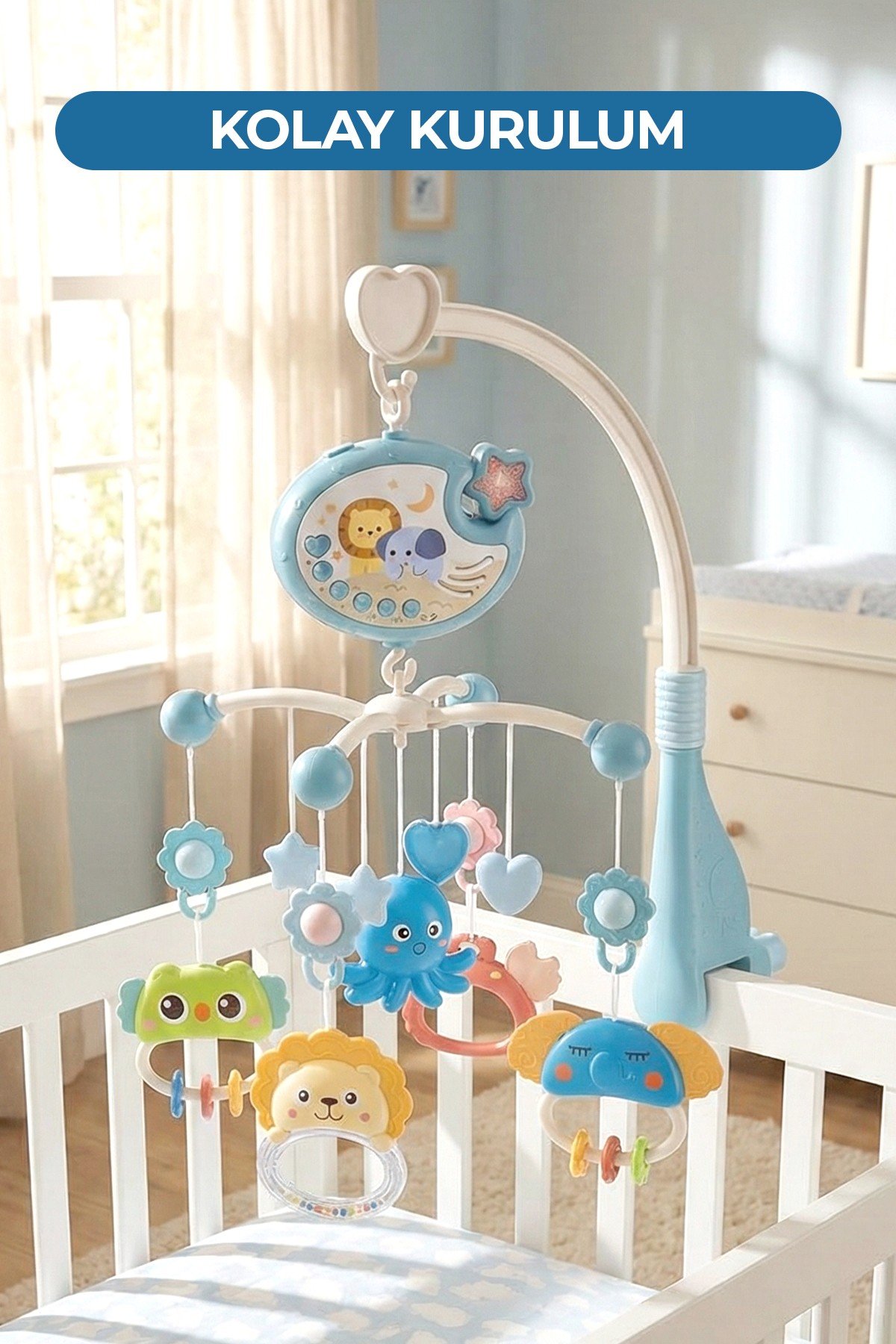 Vardem Işıklı Müzikli Kumandalı Bebek Dönencesi BIB-698-84 Mavi