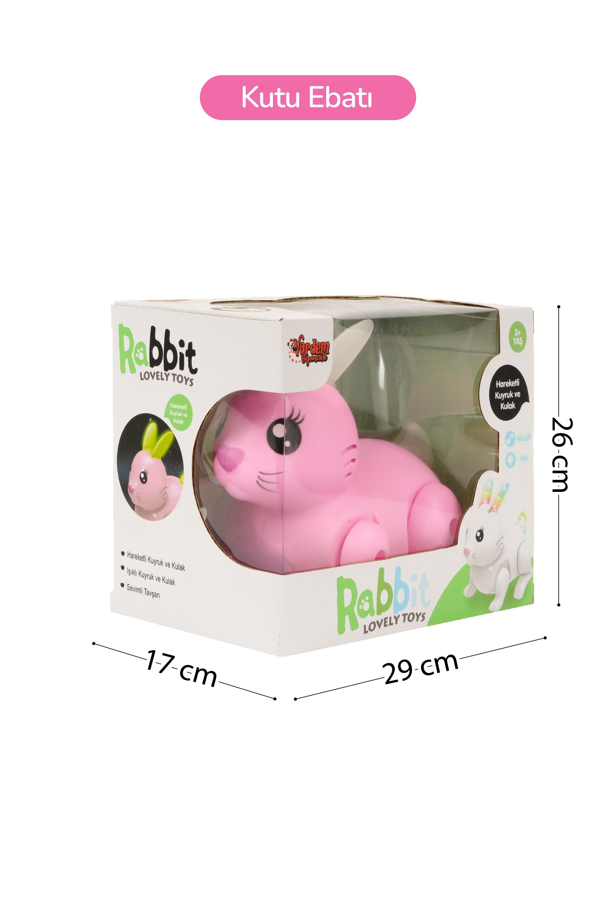 Vardem Müzikli Ve Işıklı Hareketli Zıp Zıp Tavşan Pembe LZH-99777-1