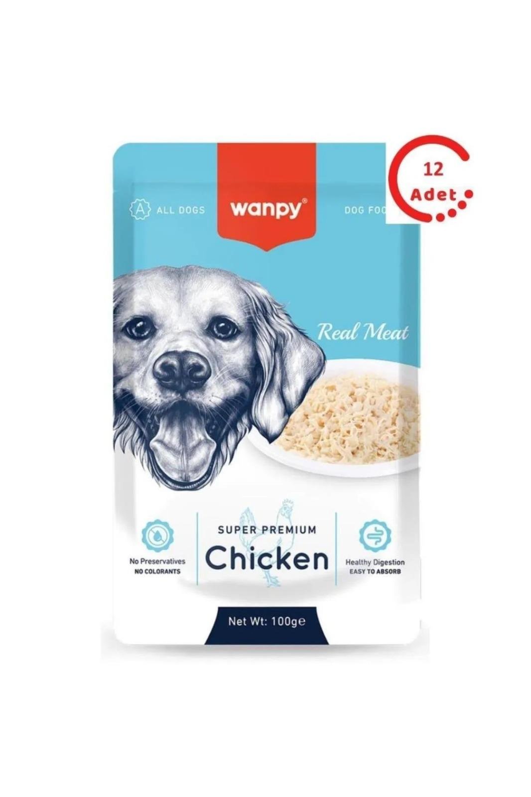 Wanpy 100g Pouch Tavuklu Yaş Köpek Maması 12 Adet