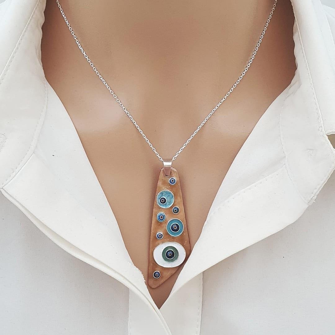Cloisonné Nazar Kolye I Gümüş Zincirli
