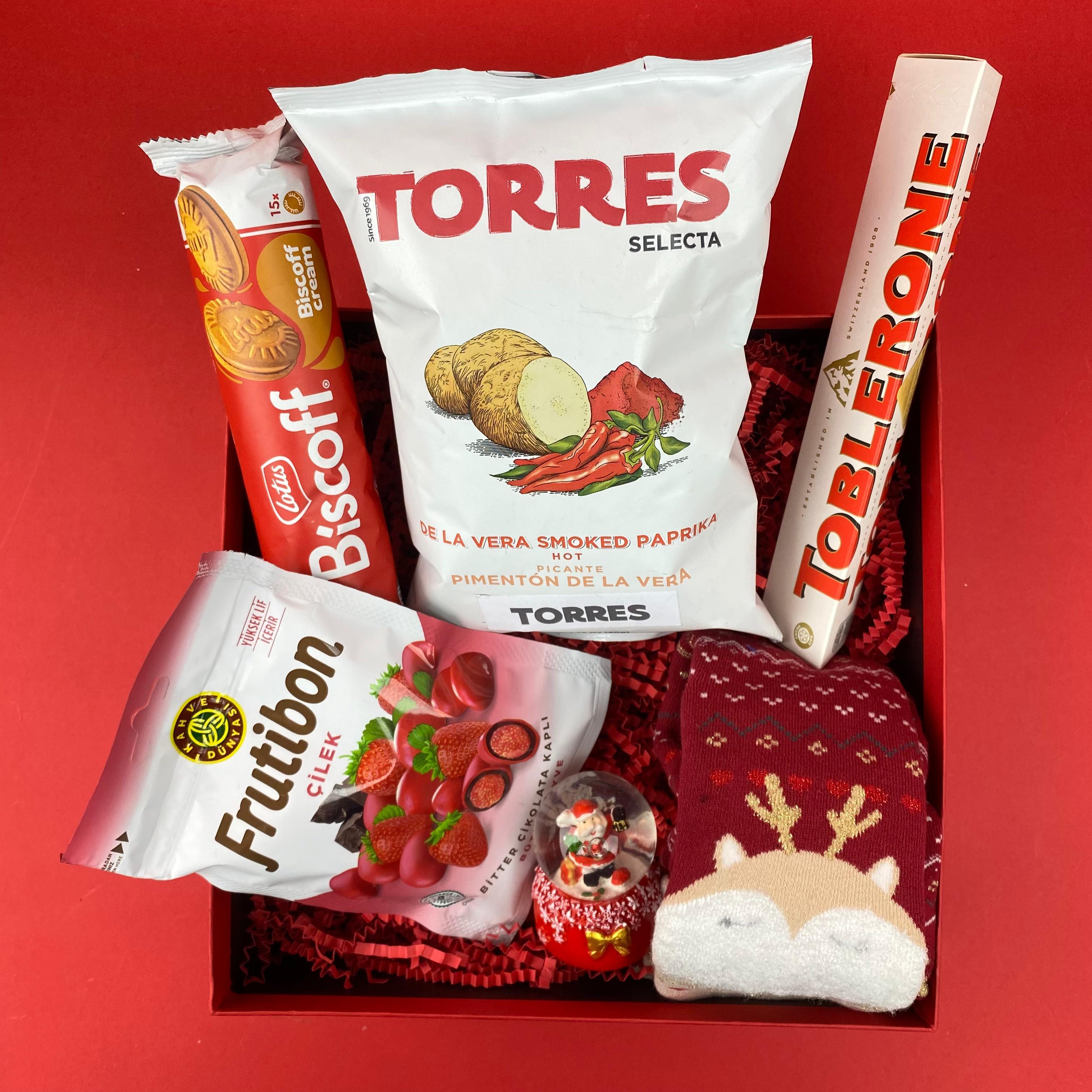 Eğlenceli Yılbaşı  Yeniyıl Yiyecek Sepeti- Kutusu 