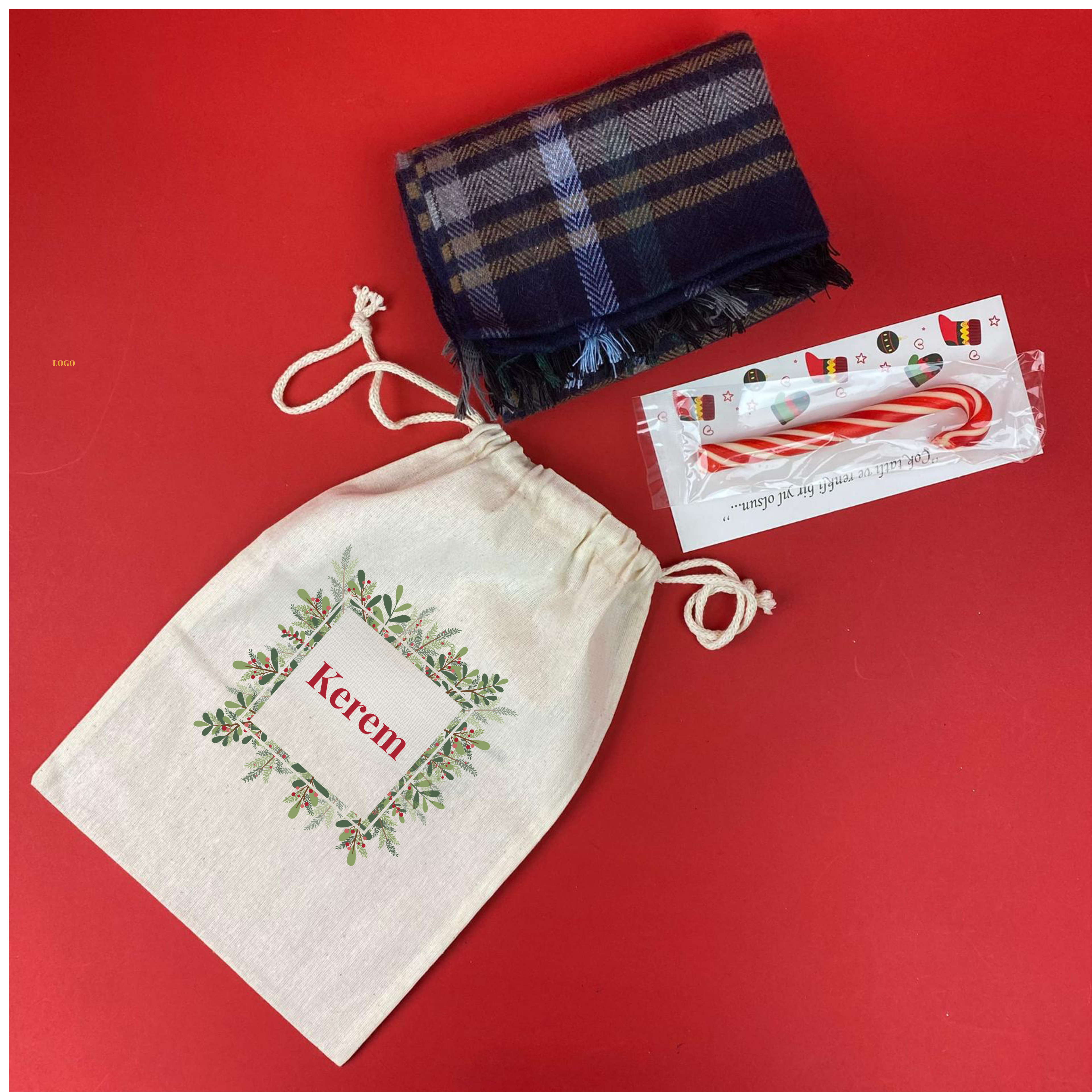 İsimli Yılbaşı Kesesi -Atkı Yılbaşı Hediyesi