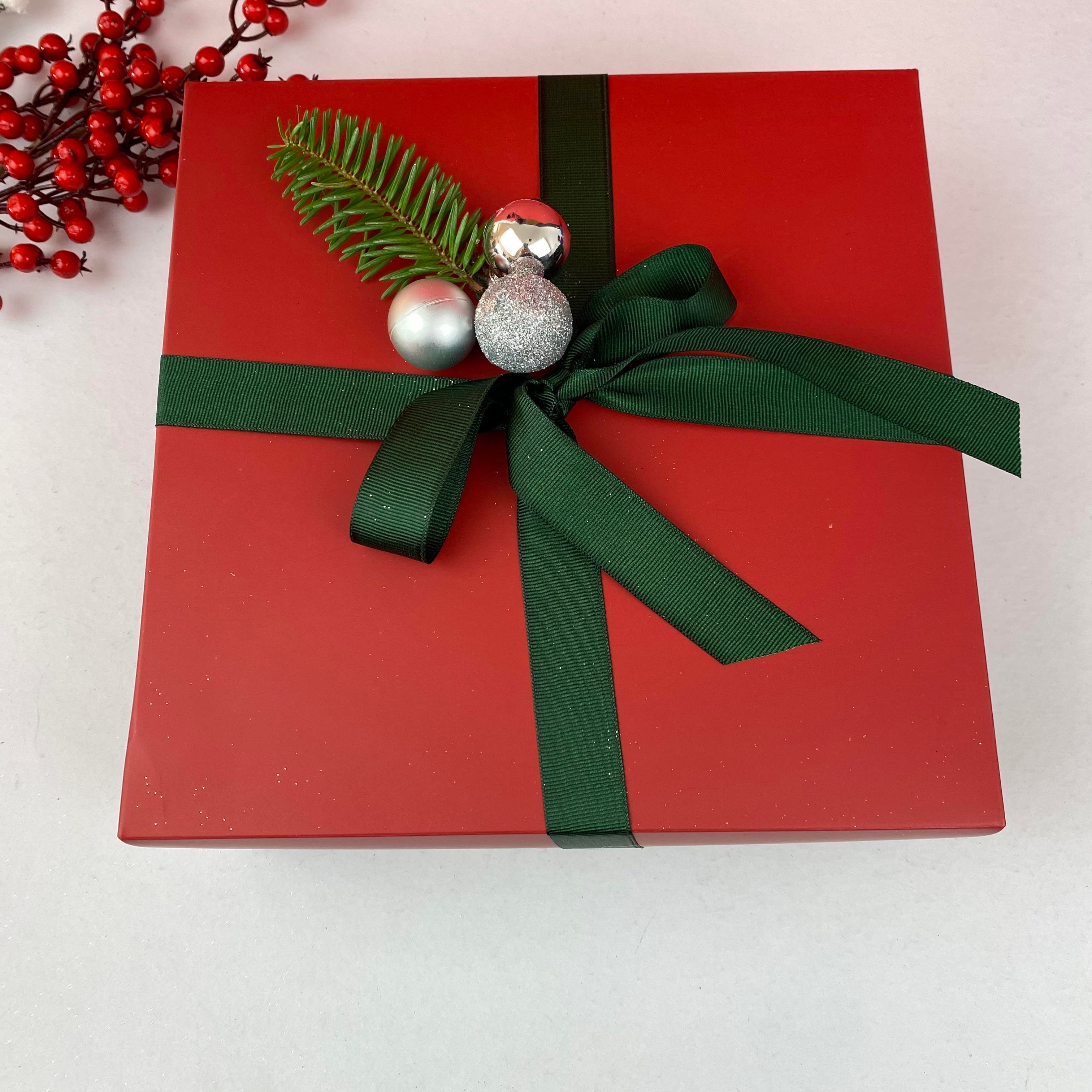Kırmızı Kadife Joy Yılbaşı Boş Hediye Kutusu