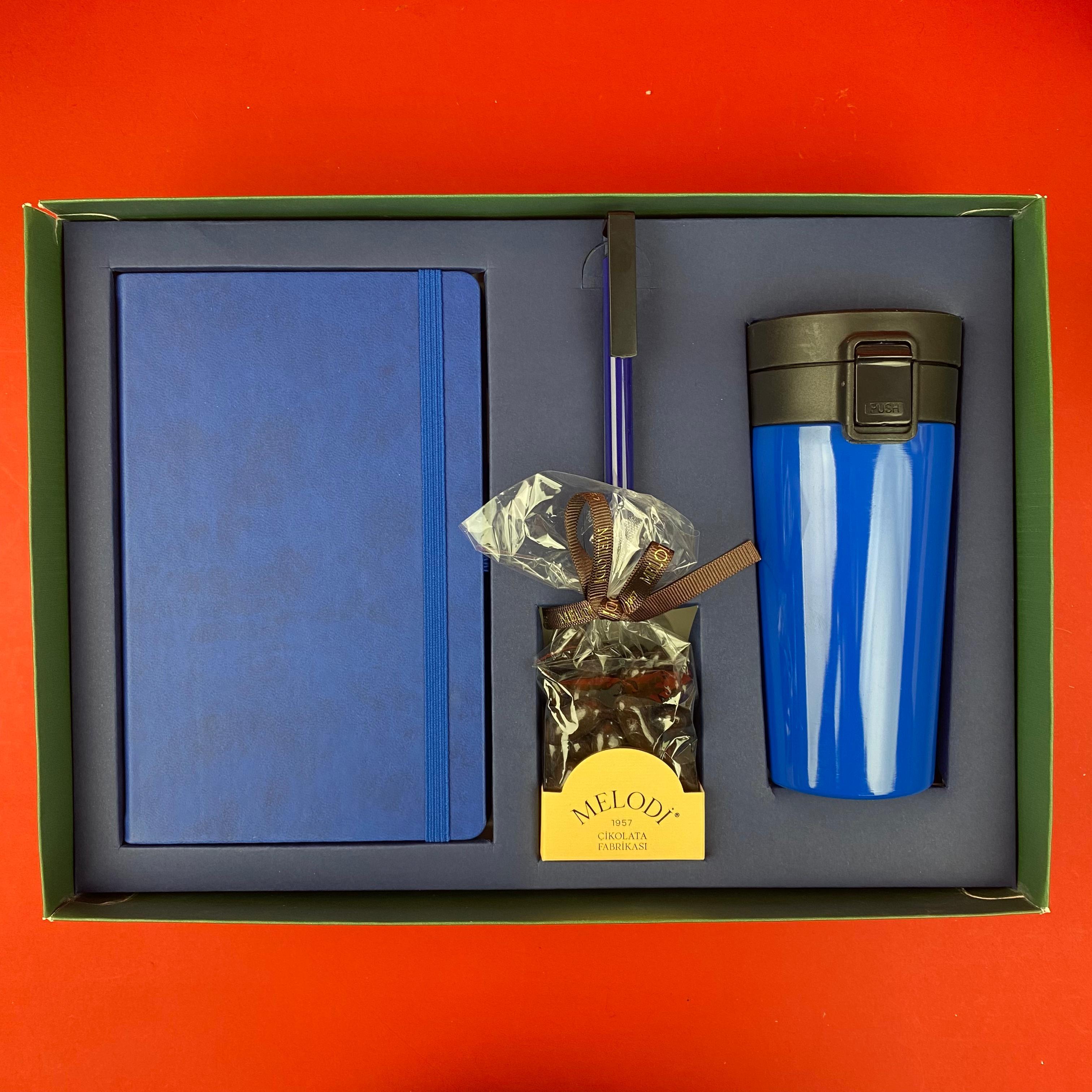 Kutulu VIP Defter Kalem Termos Hediye seti
