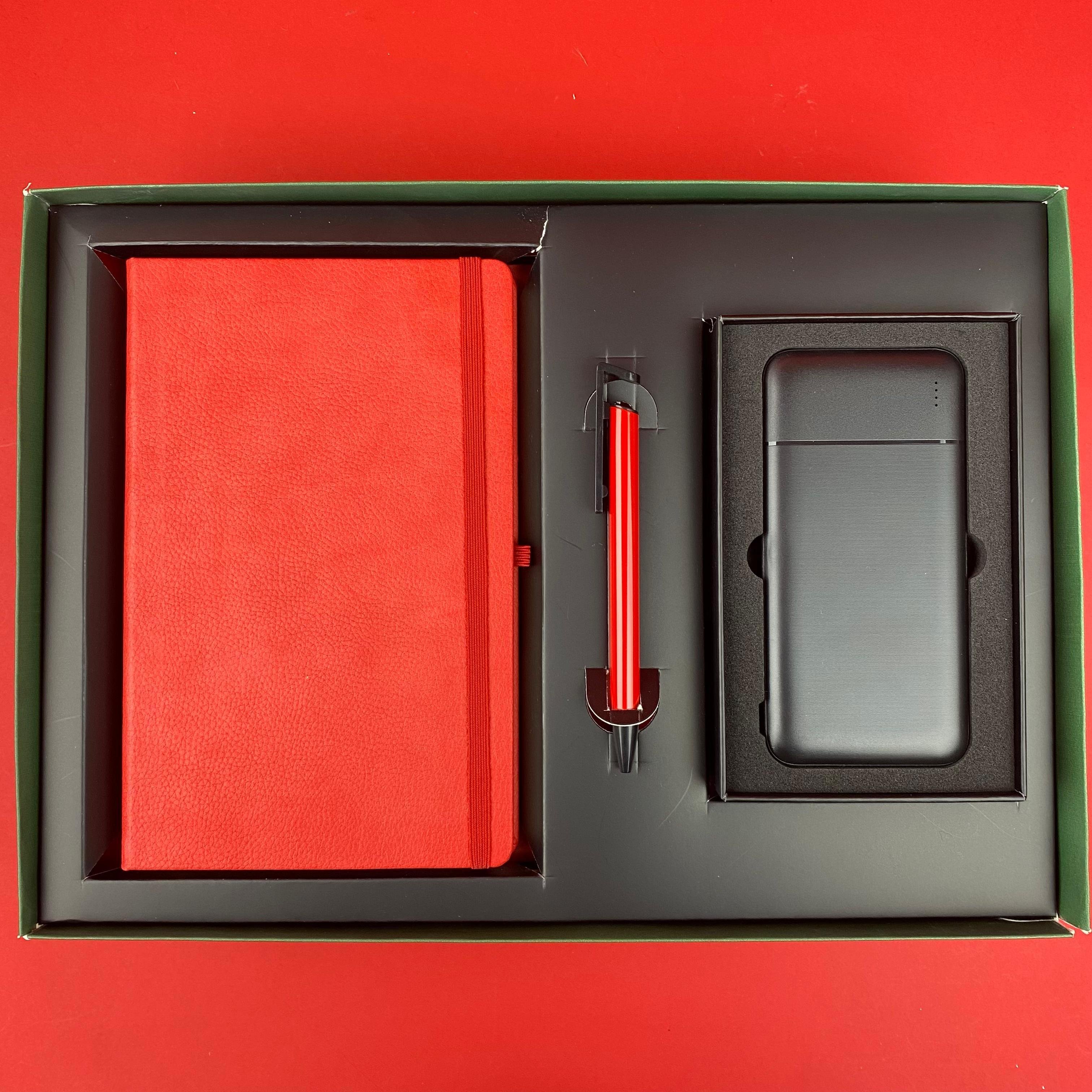 Kutulu VIP Defter Powerbank Kalem Hediye Seti