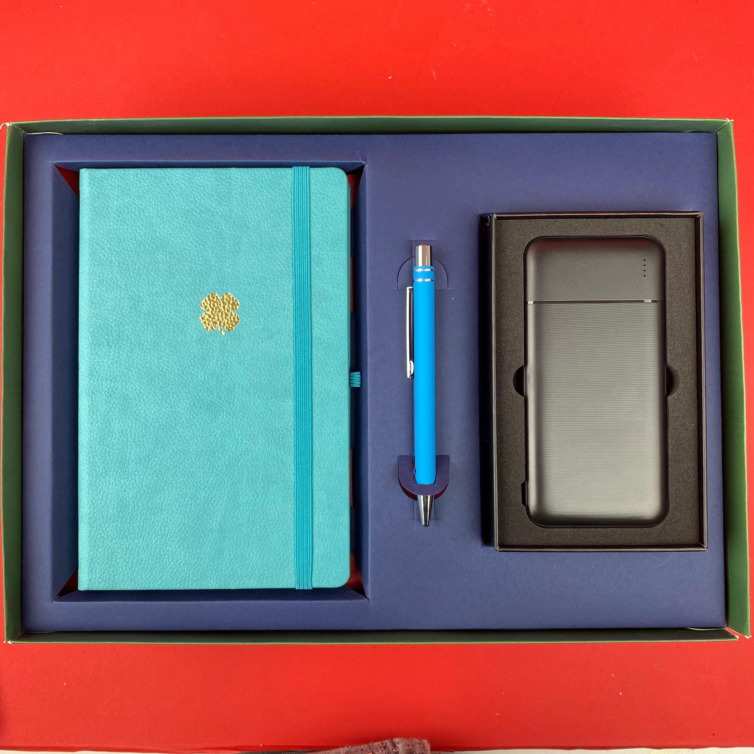 Kutulu VIP Defter Powerbank Kalem Hediye Seti