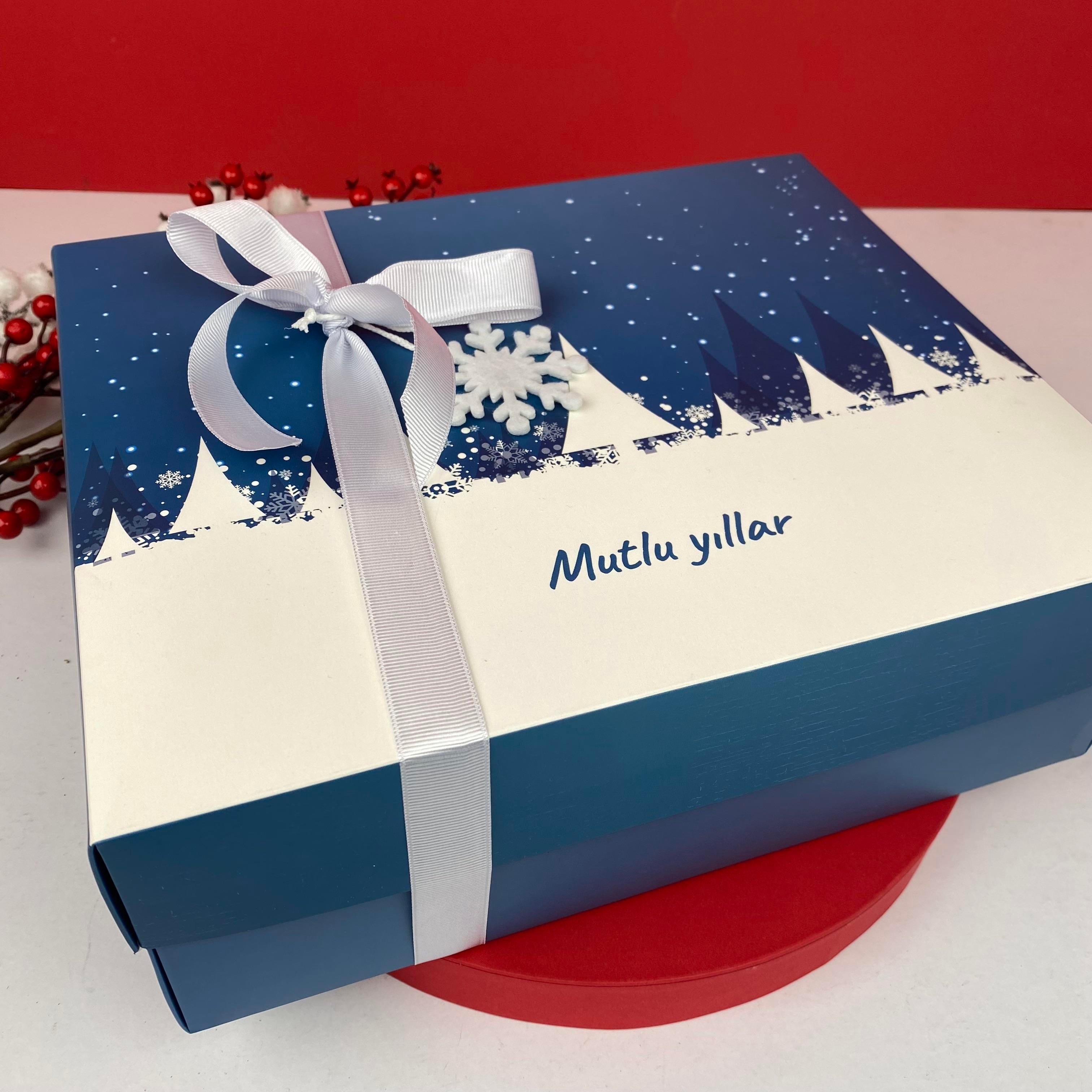 Let it snow Beyaz Boş Yılbaşı hediye Kutusu