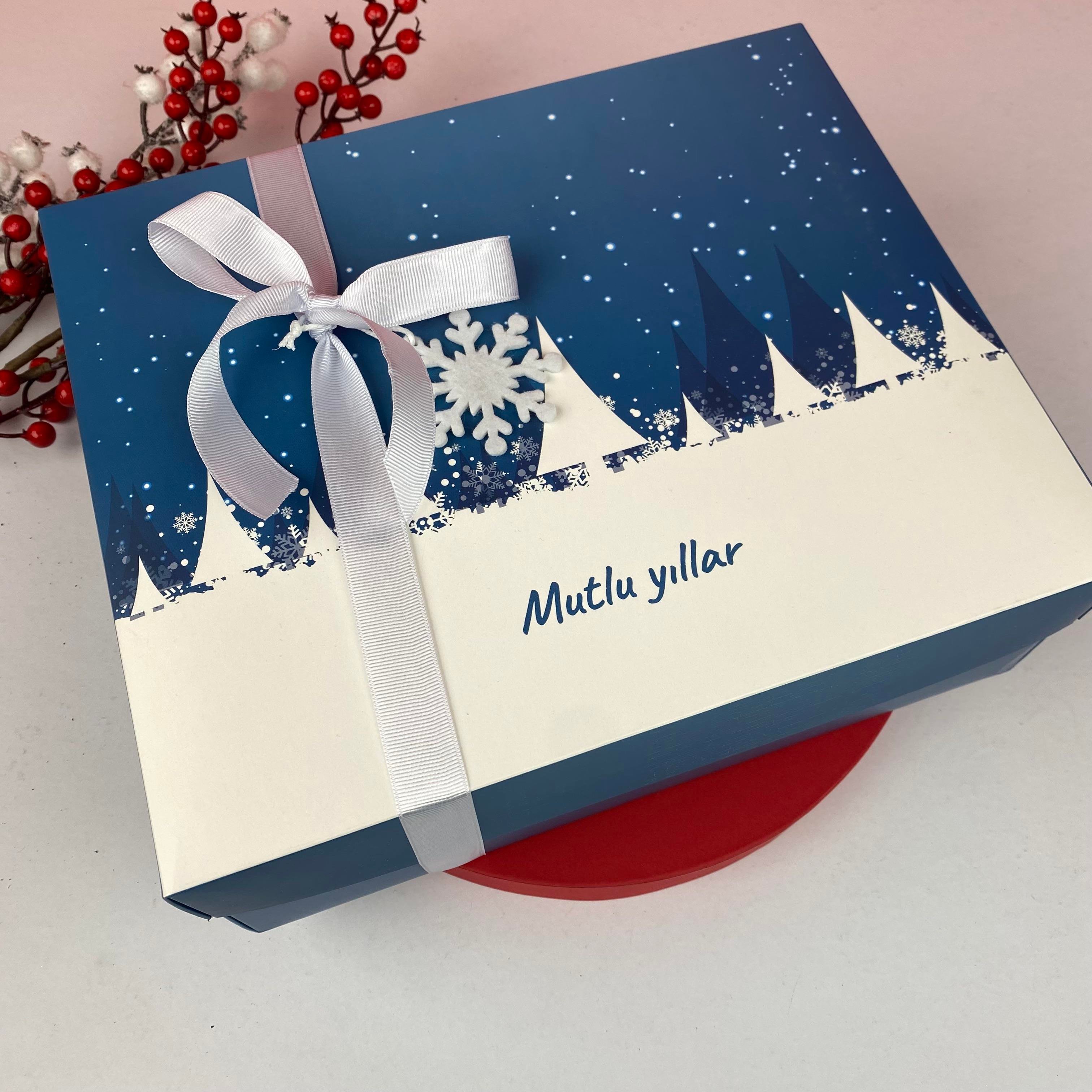 Let it snow Beyaz Boş Yılbaşı hediye Kutusu