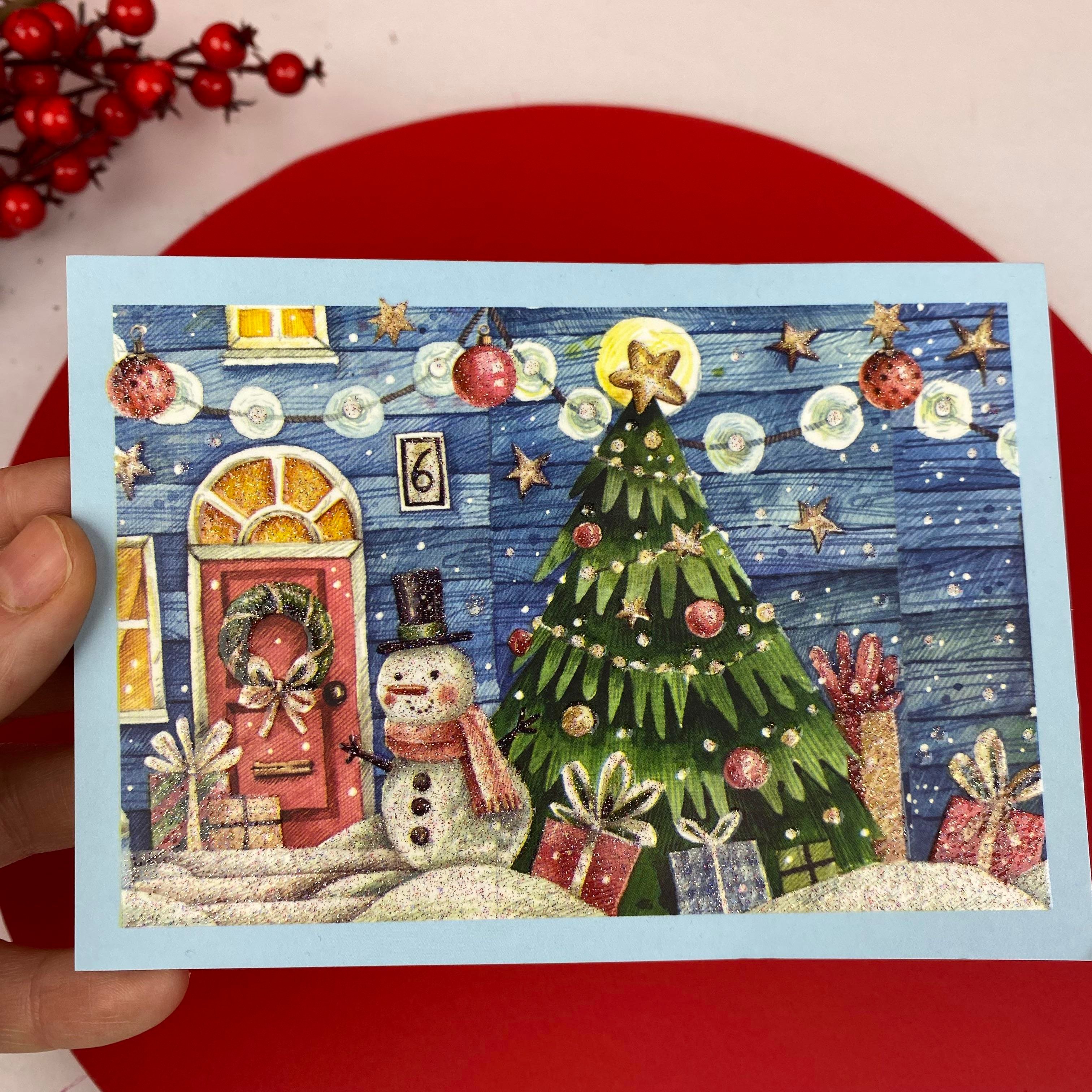 Simli Nostaljik Yılbaşı Kutlama kartı- 3lü paket