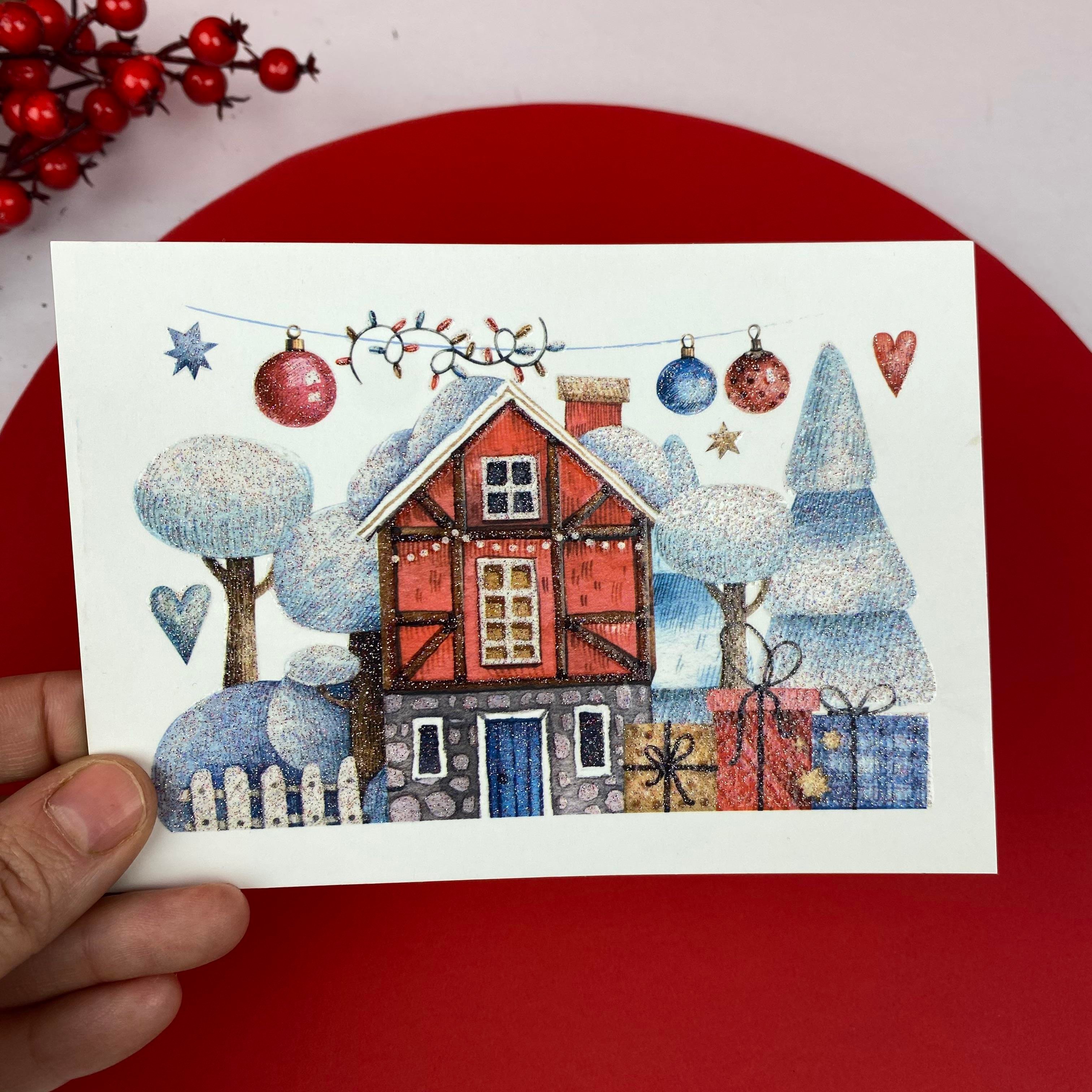 Simli Nostaljik Yılbaşı Kutlama kartı- 3lü paket