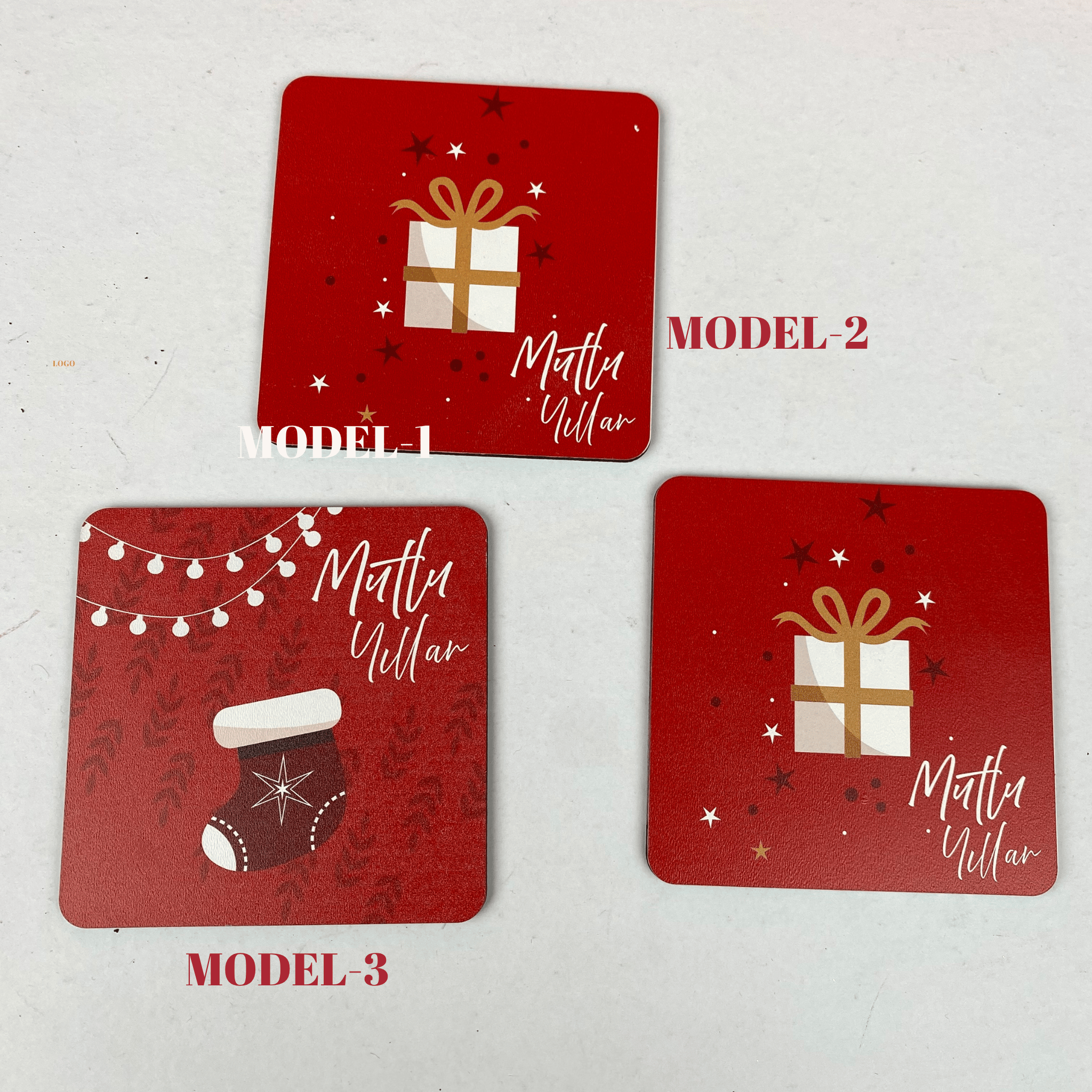 Yılbaşı Bardak Altlığı - MDF seçenekler