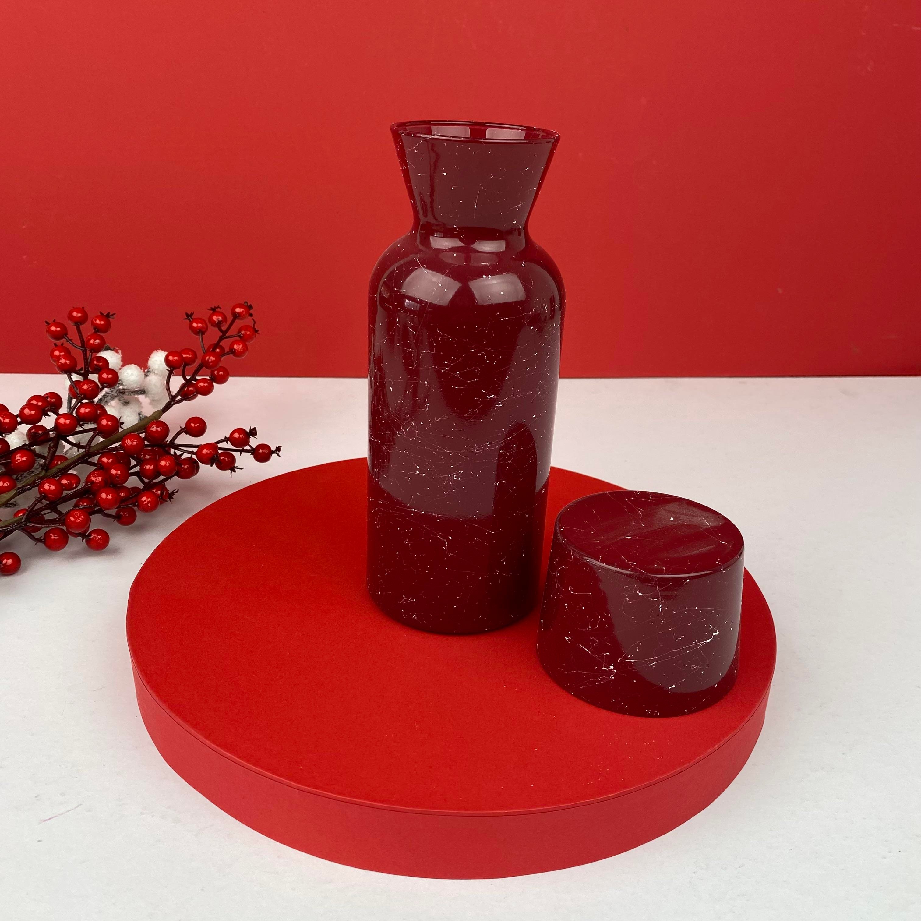 Yılbaşı Kırmızı Cam Bardaklı Sürahi