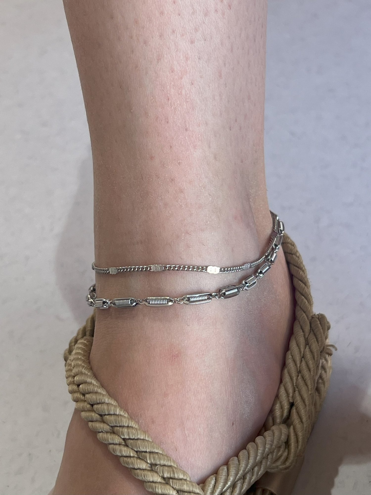 ÇİFT ZİNCİR HALHAL - SİLVER