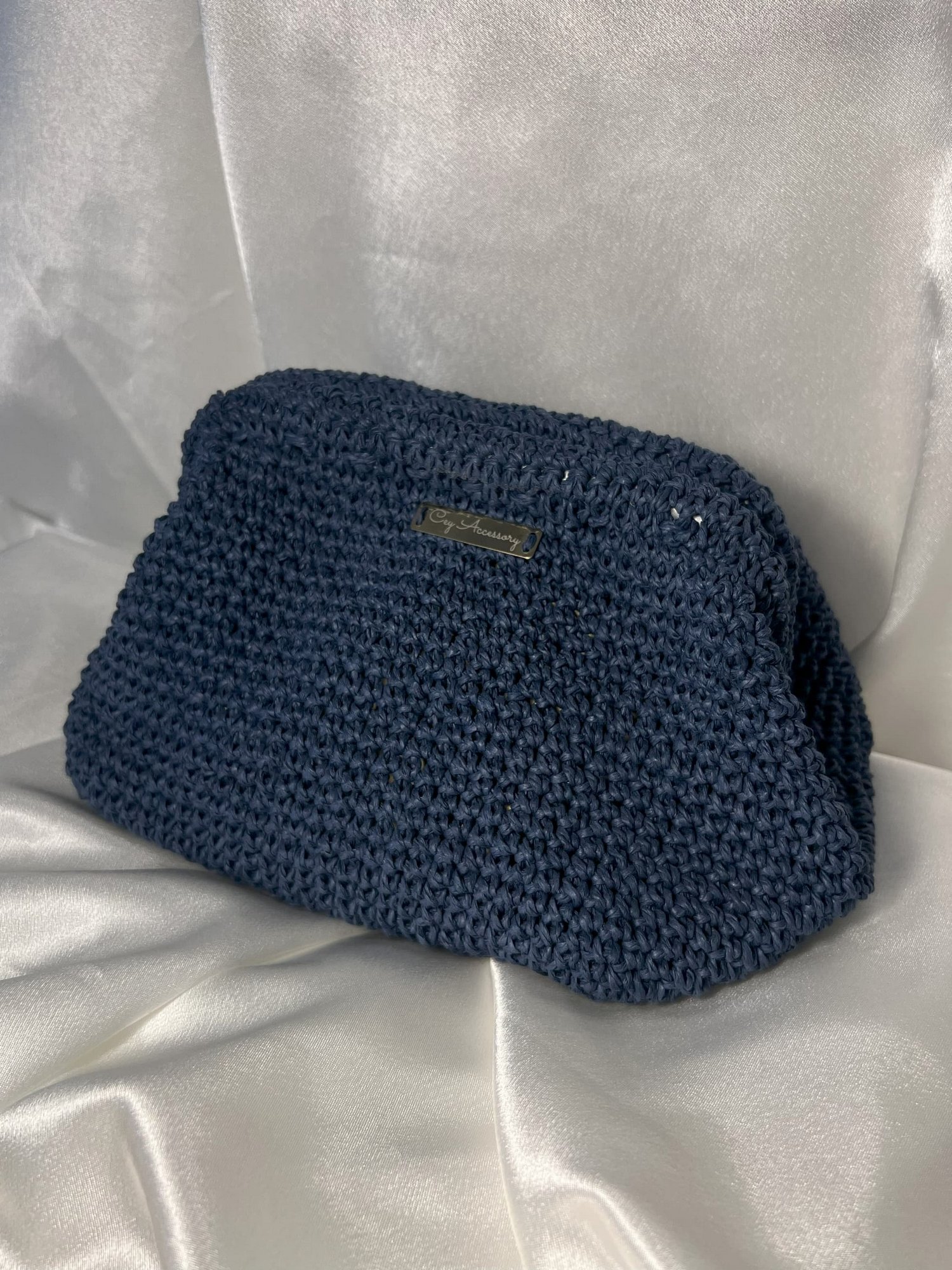 KAĞIT İP CLUTCH HAND MADE ÇANTA (LACİVERT)