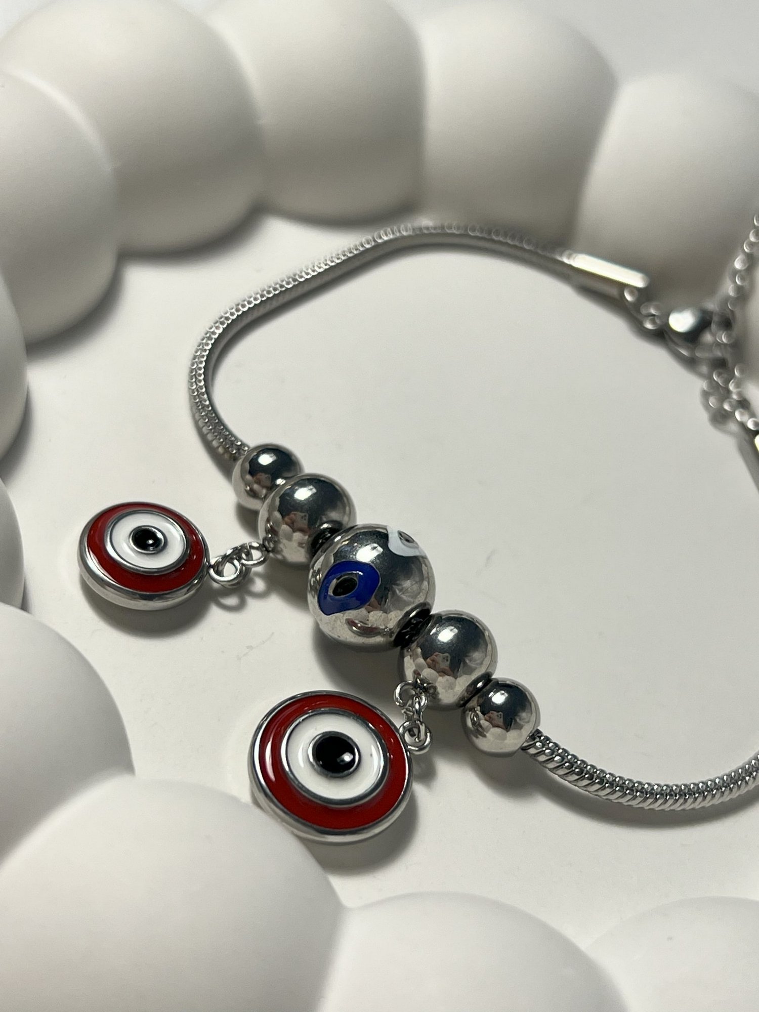 NAZAR BONCUĞU CHARMLI BİLEKLİK - SİLVER