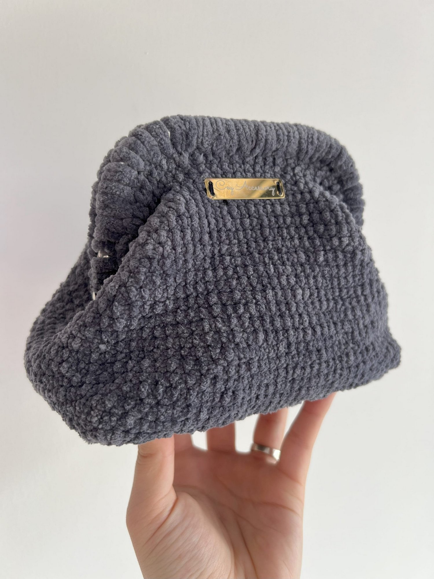 TEDDY CLUTCH ÇANTA - GRİ