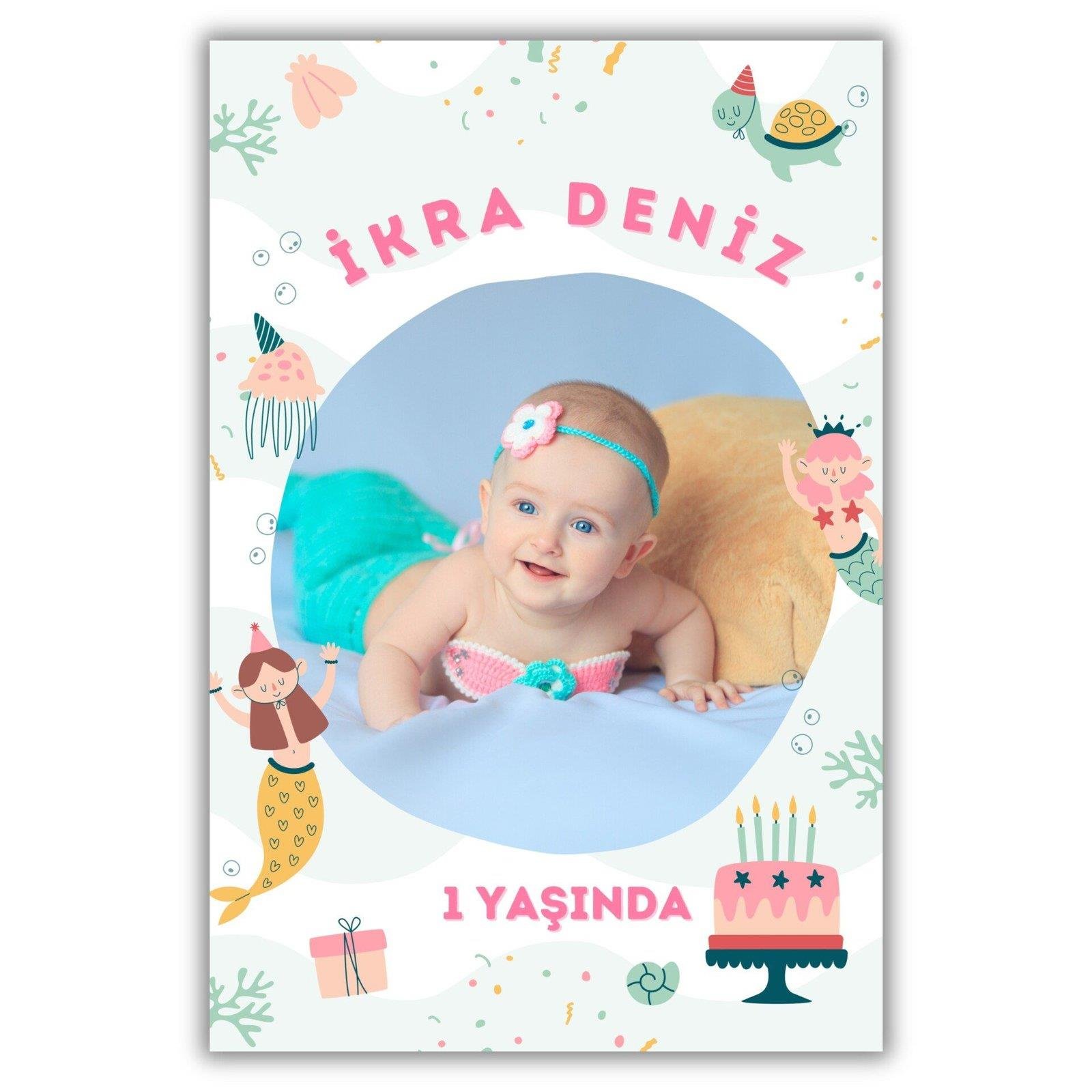 Deniz Kızı Temalı Kalın Doğum Günü Magneti