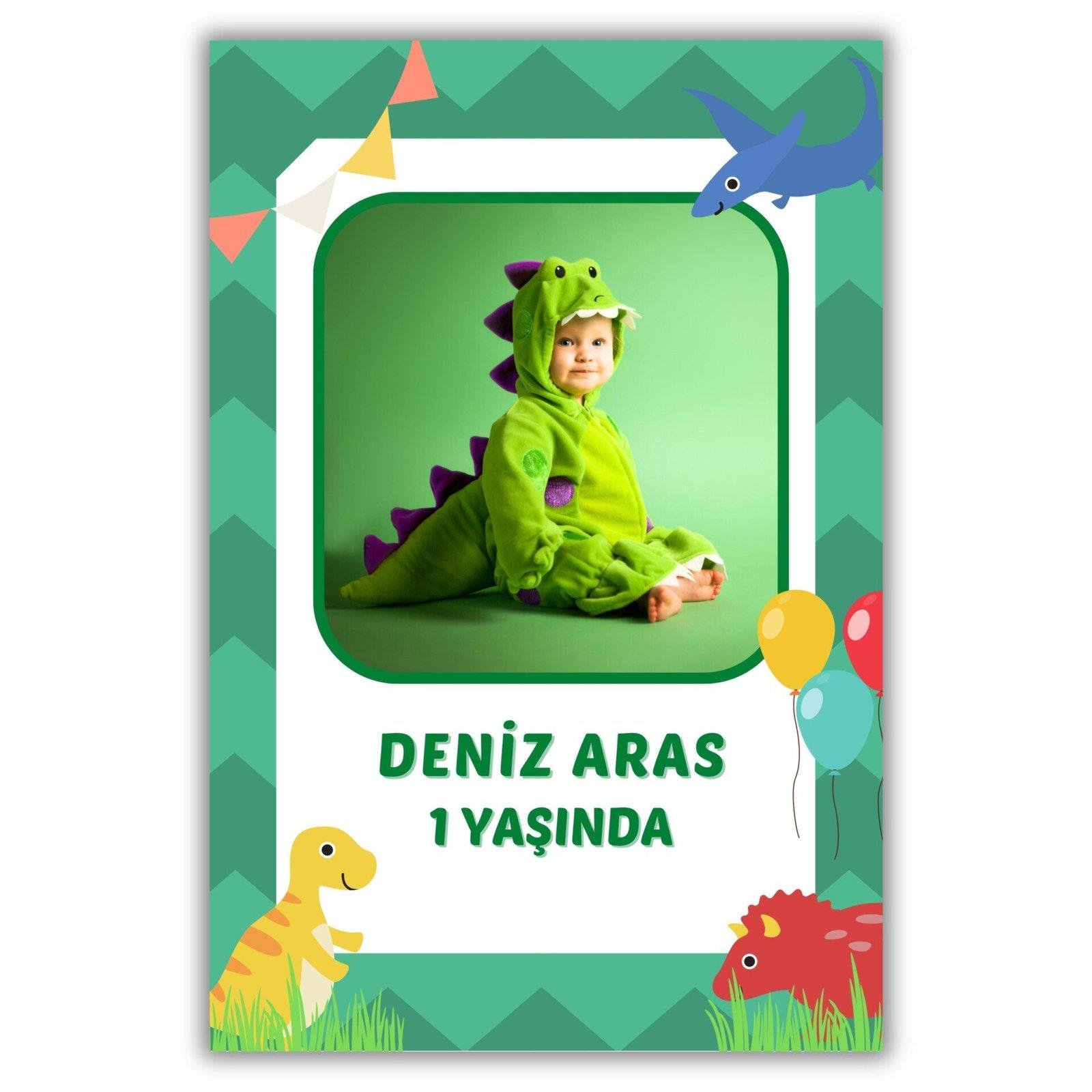 Dinozor Temalı Kalın Doğum Günü Magneti