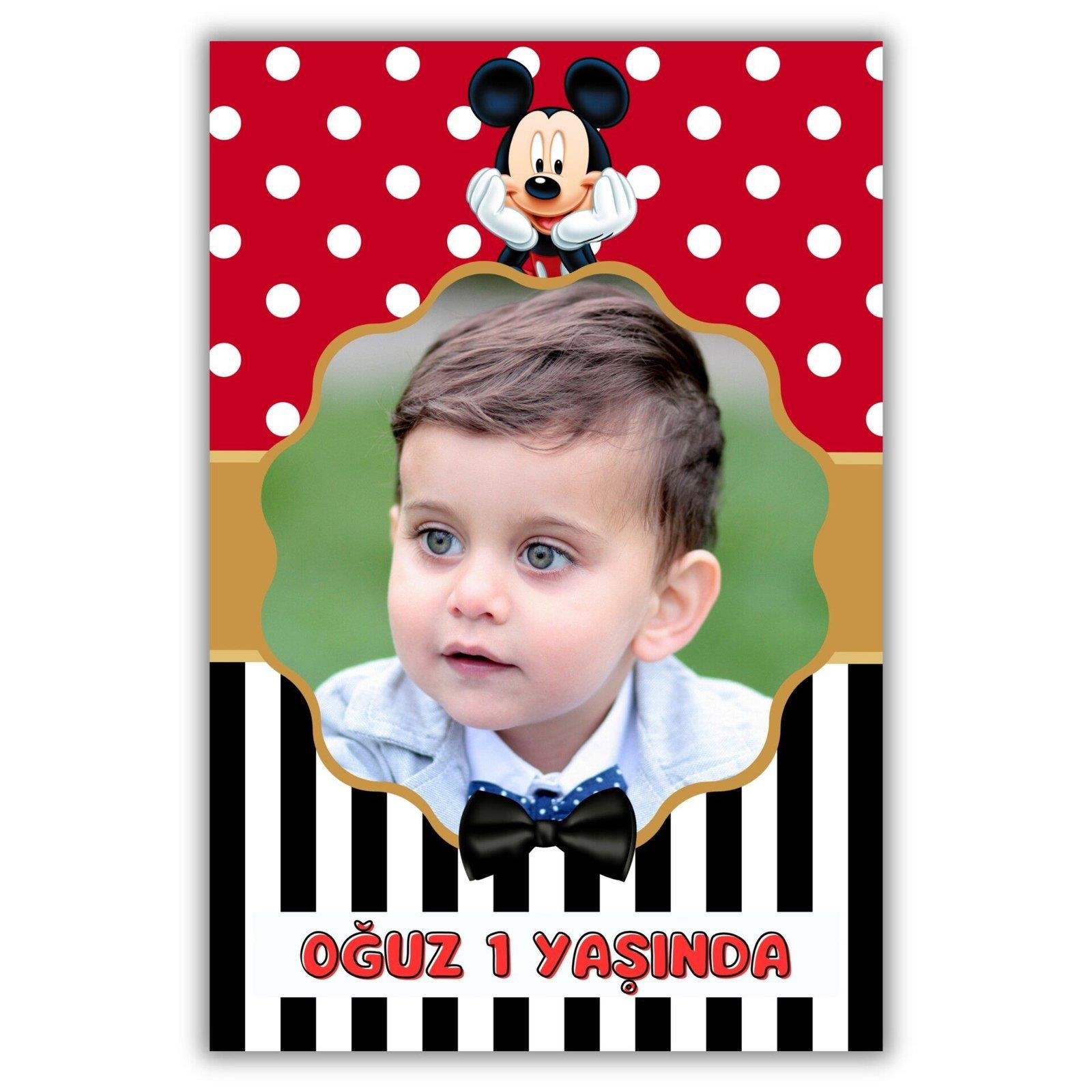 Mickey Mouse Temalı Kalın Doğum Günü Magneti