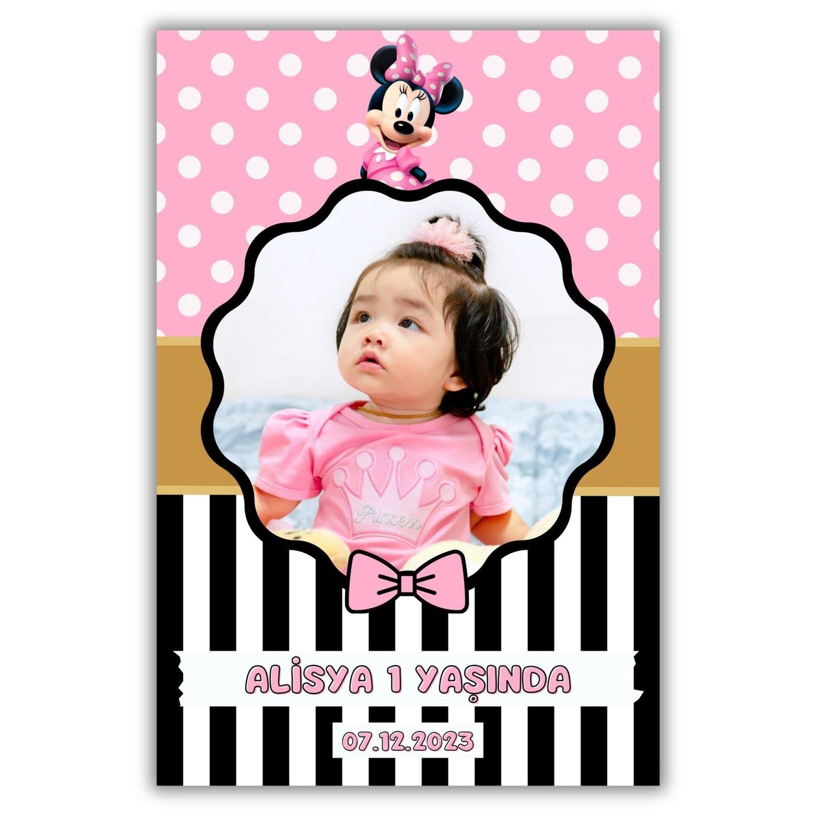 Minnie Mouse Temalı Kalın Doğum Günü Magneti