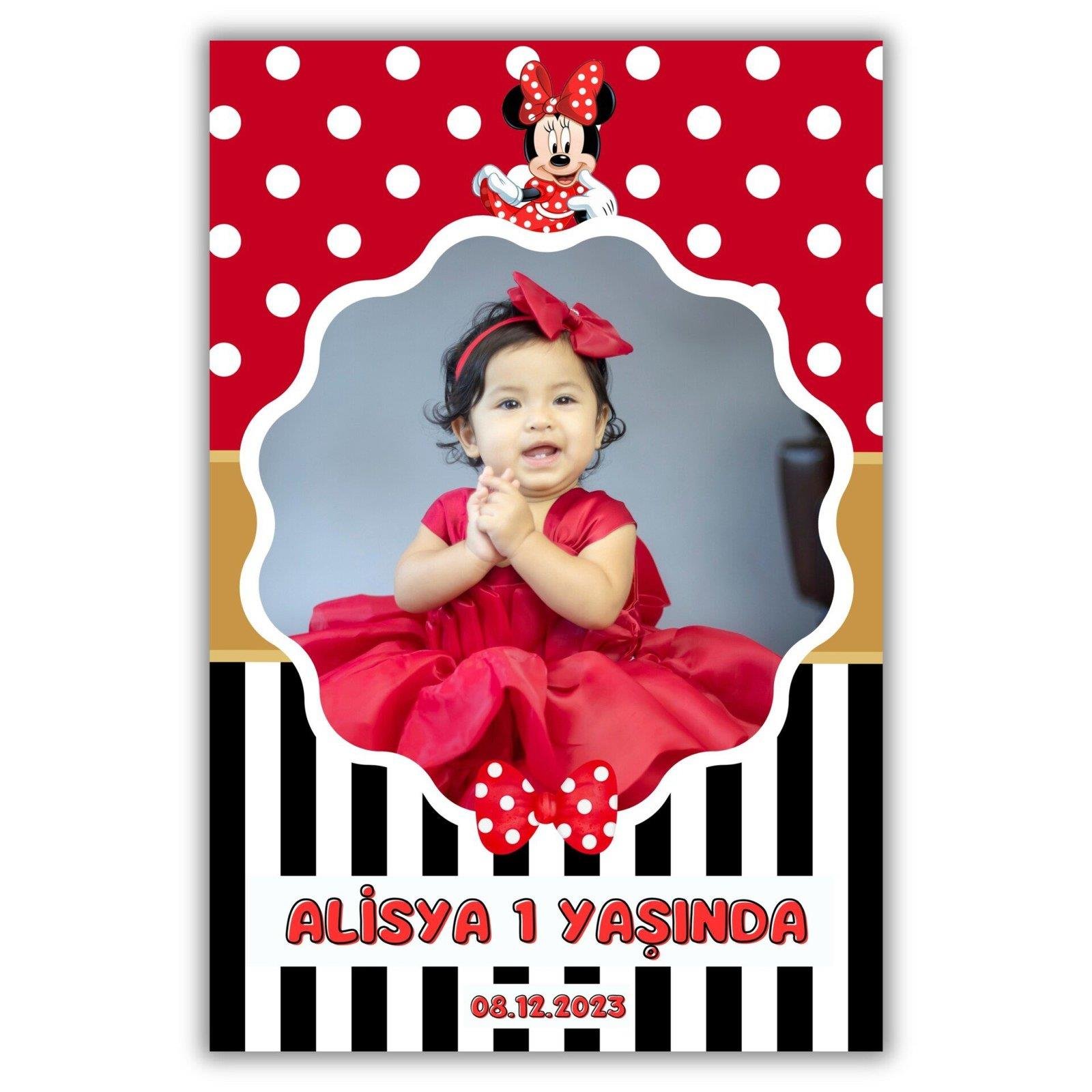 Minnie Mouse Temalı Kalın Doğum Günü Magneti