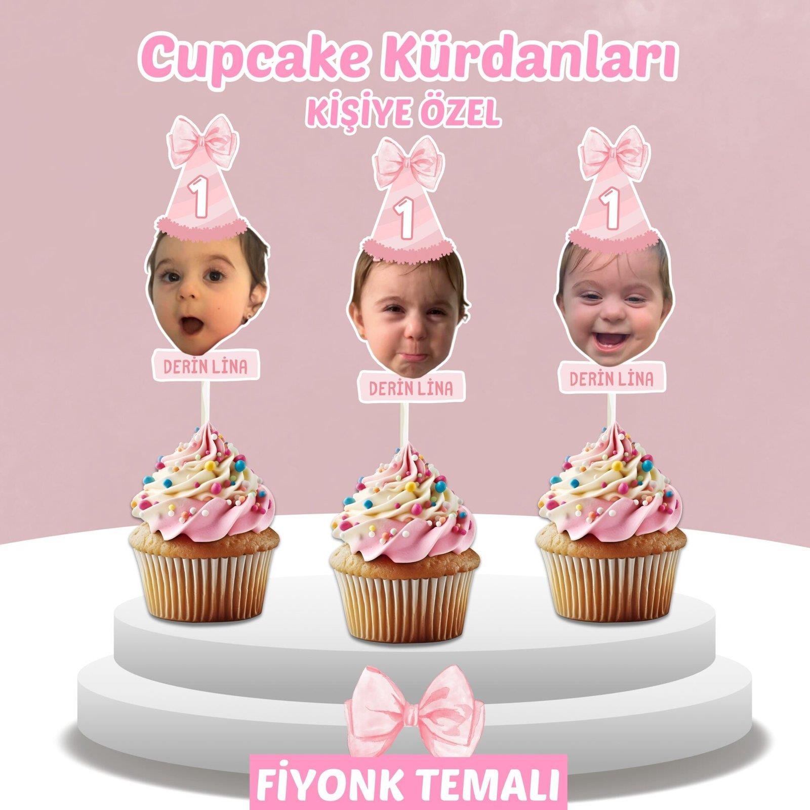 Resimli Cupcake Kürdanı - Fiyonk Temalı