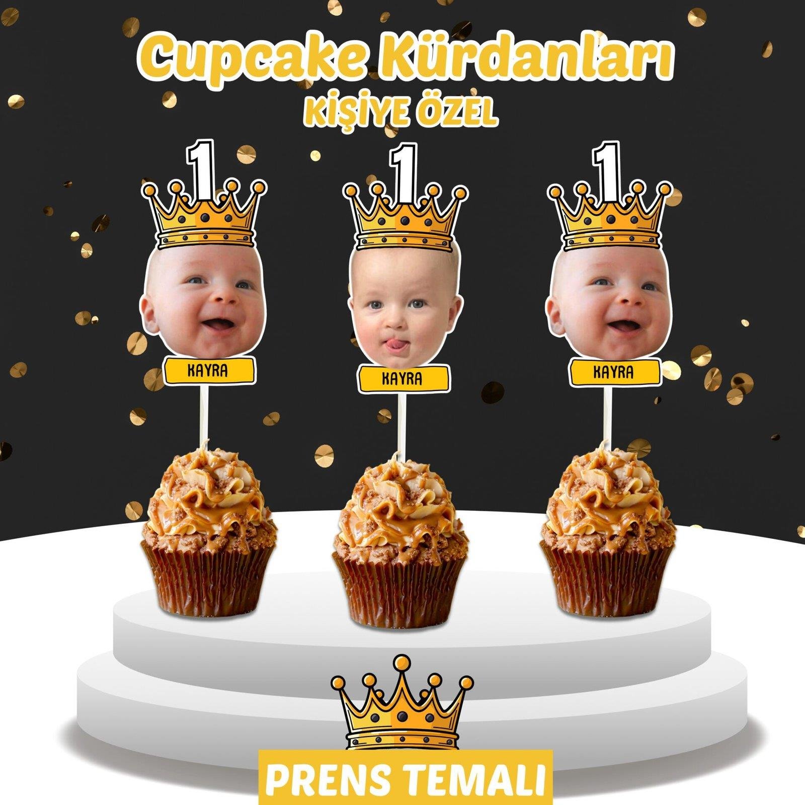Resimli Cupcake Kürdanı - Prens Temalı