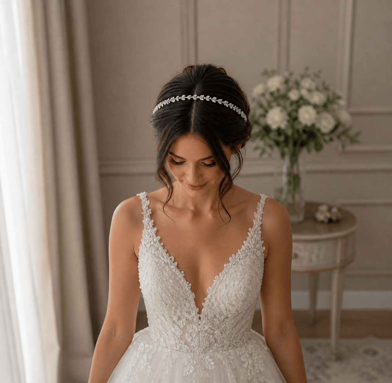 BIANCA' ZİRKON TAŞLI GELİN SAÇ AKSESUARI