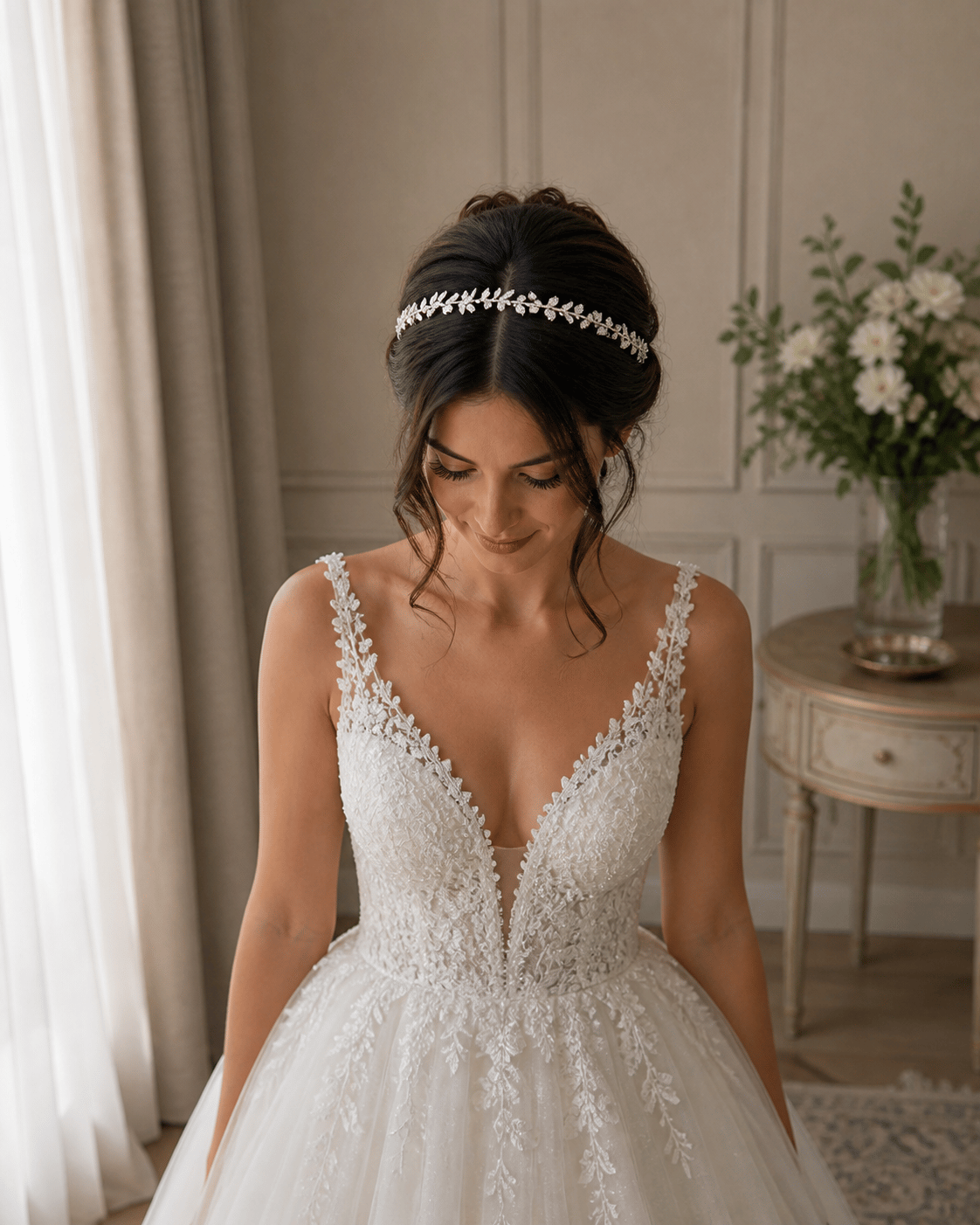 JULIA'' ZİRKON TAŞLI GELİN SAÇ AKSESUARI