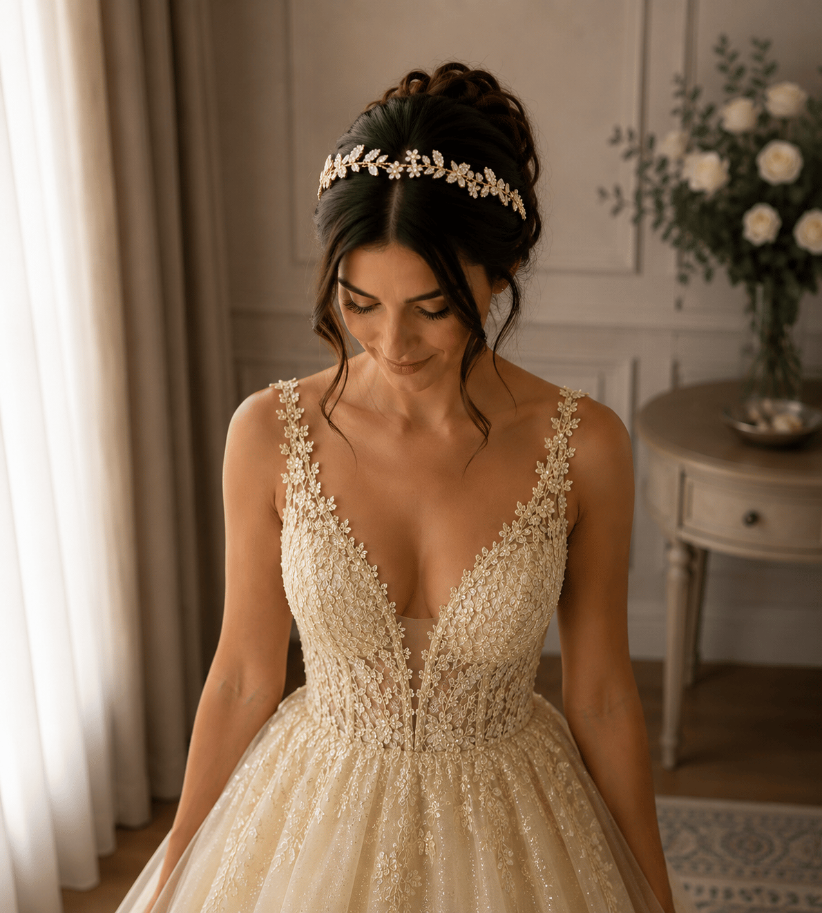 'VALERIA'' ZİRKON TAŞLI GELİN SAÇ AKSESUARI