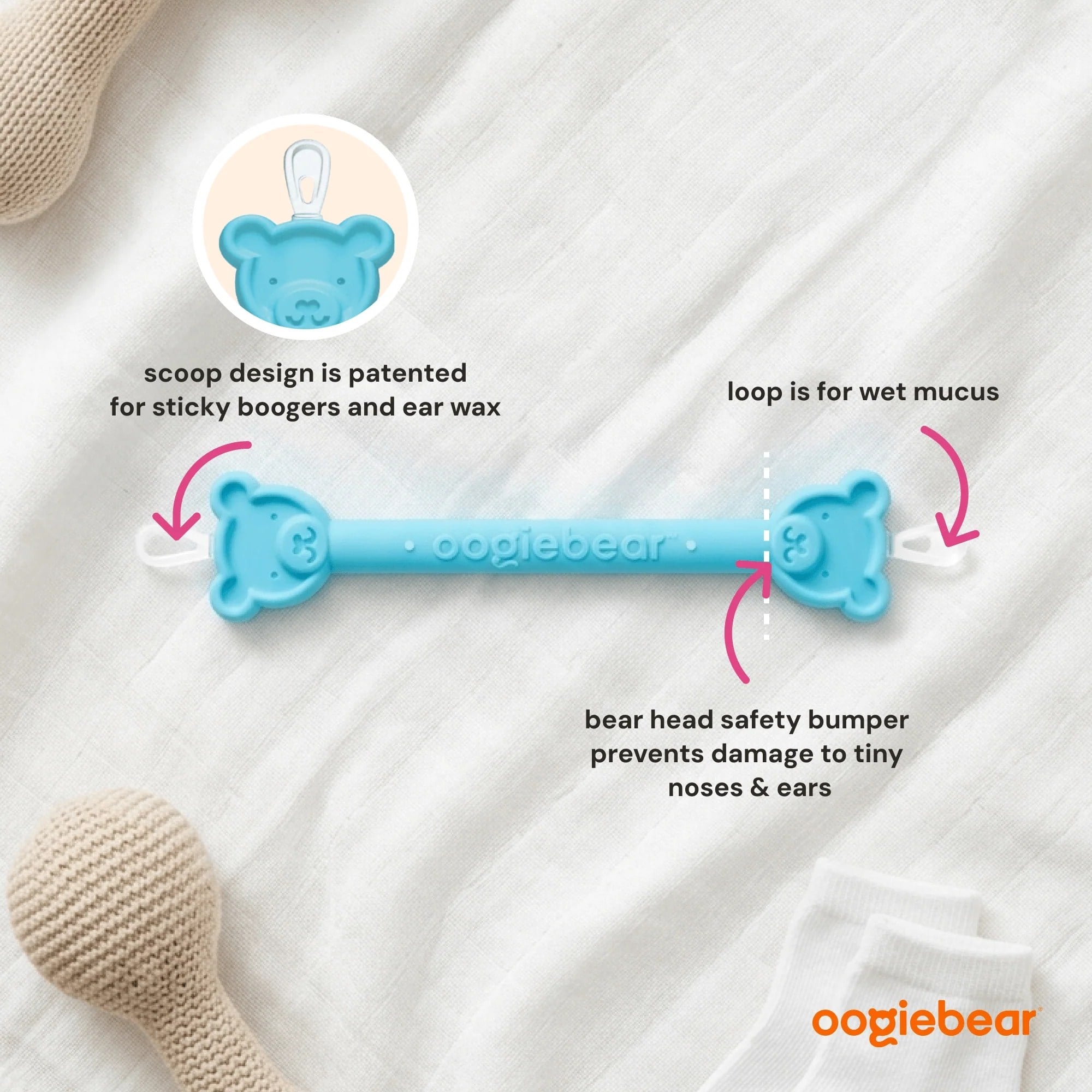 Oogiebear - Burun ve Kulak Temizleyici 2 Adet Mavi