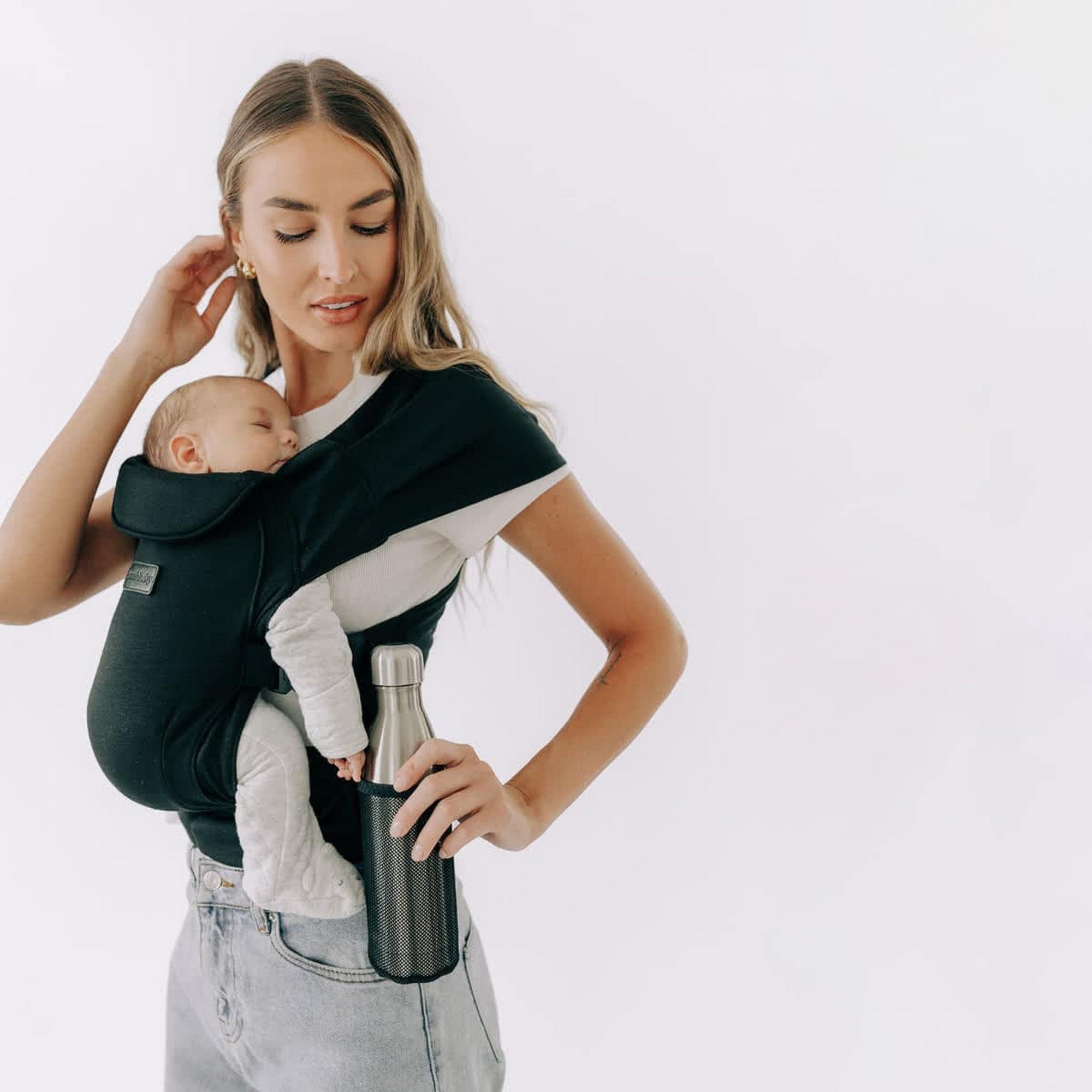 TushBaby - Pearl Wrap Kumaş Bebek Kanguru Siyah