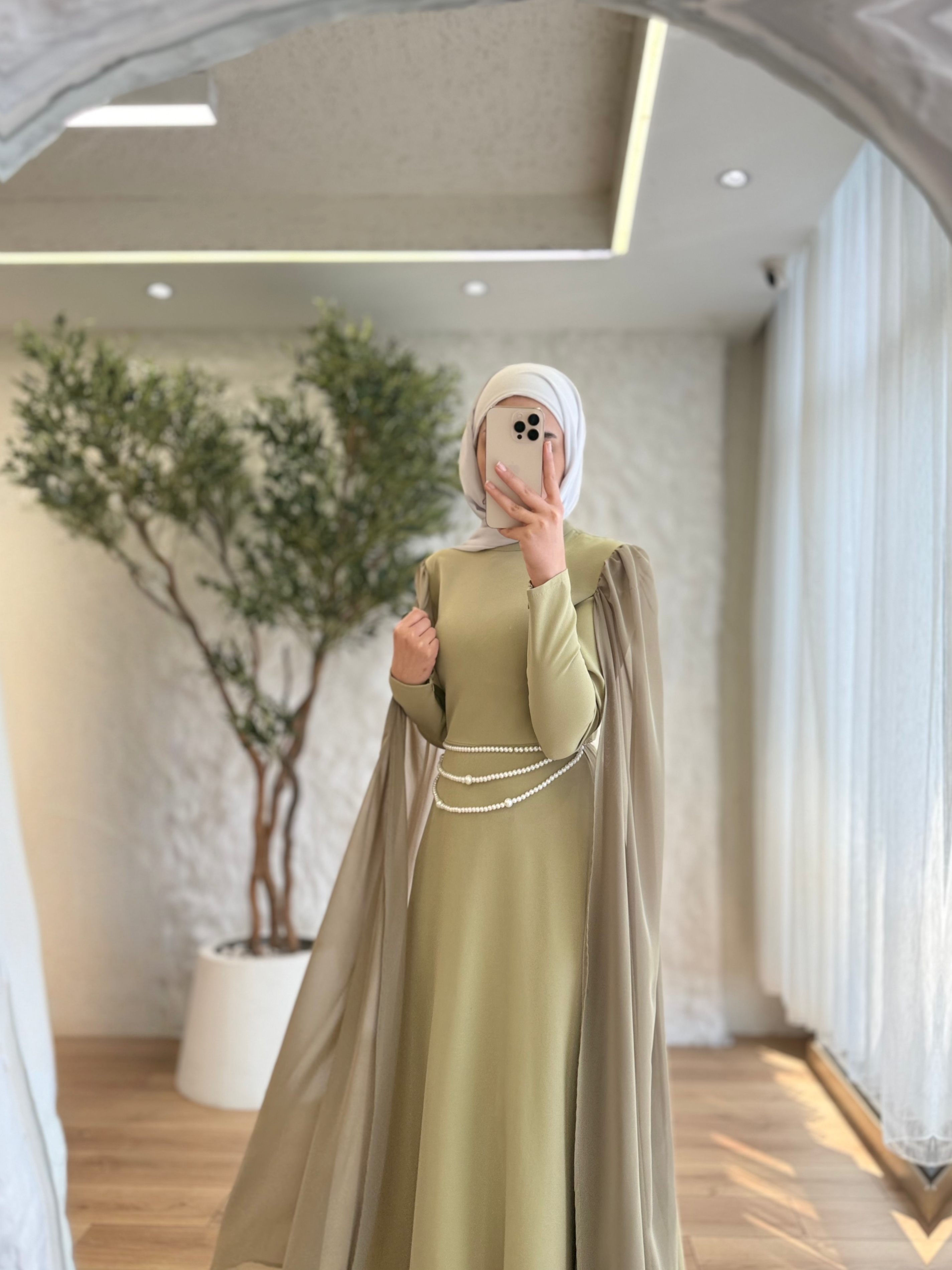 Chic Çift Pelerin Elbise