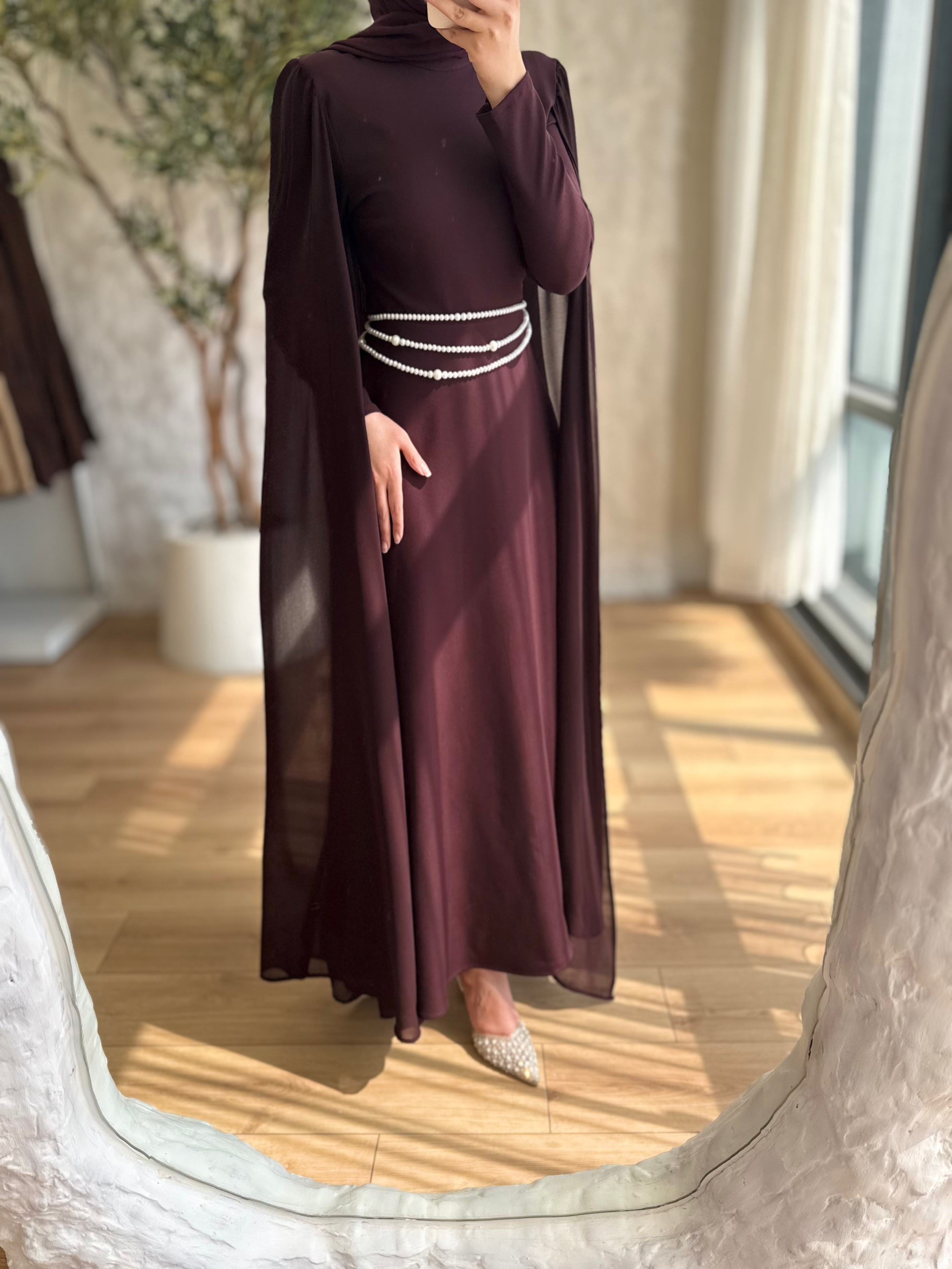 Chic Çift Pelerin Elbise