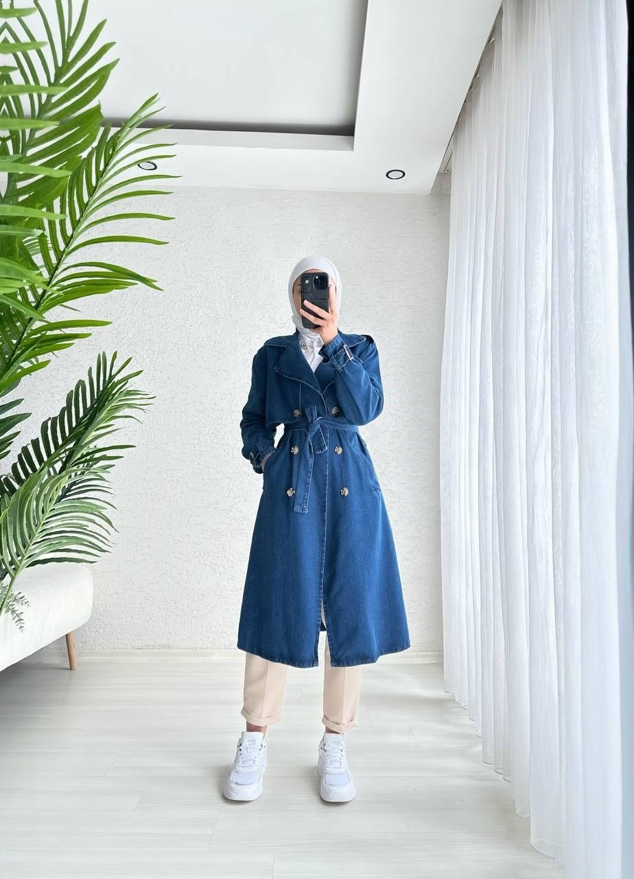 Denim Elegance Trench