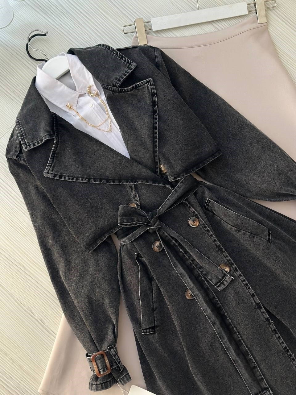 Denim Elegance Trench