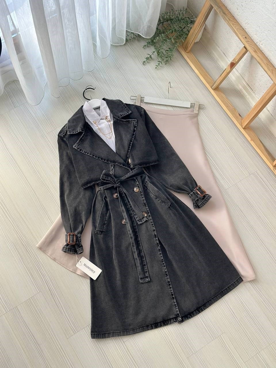 Denim Elegance Trench