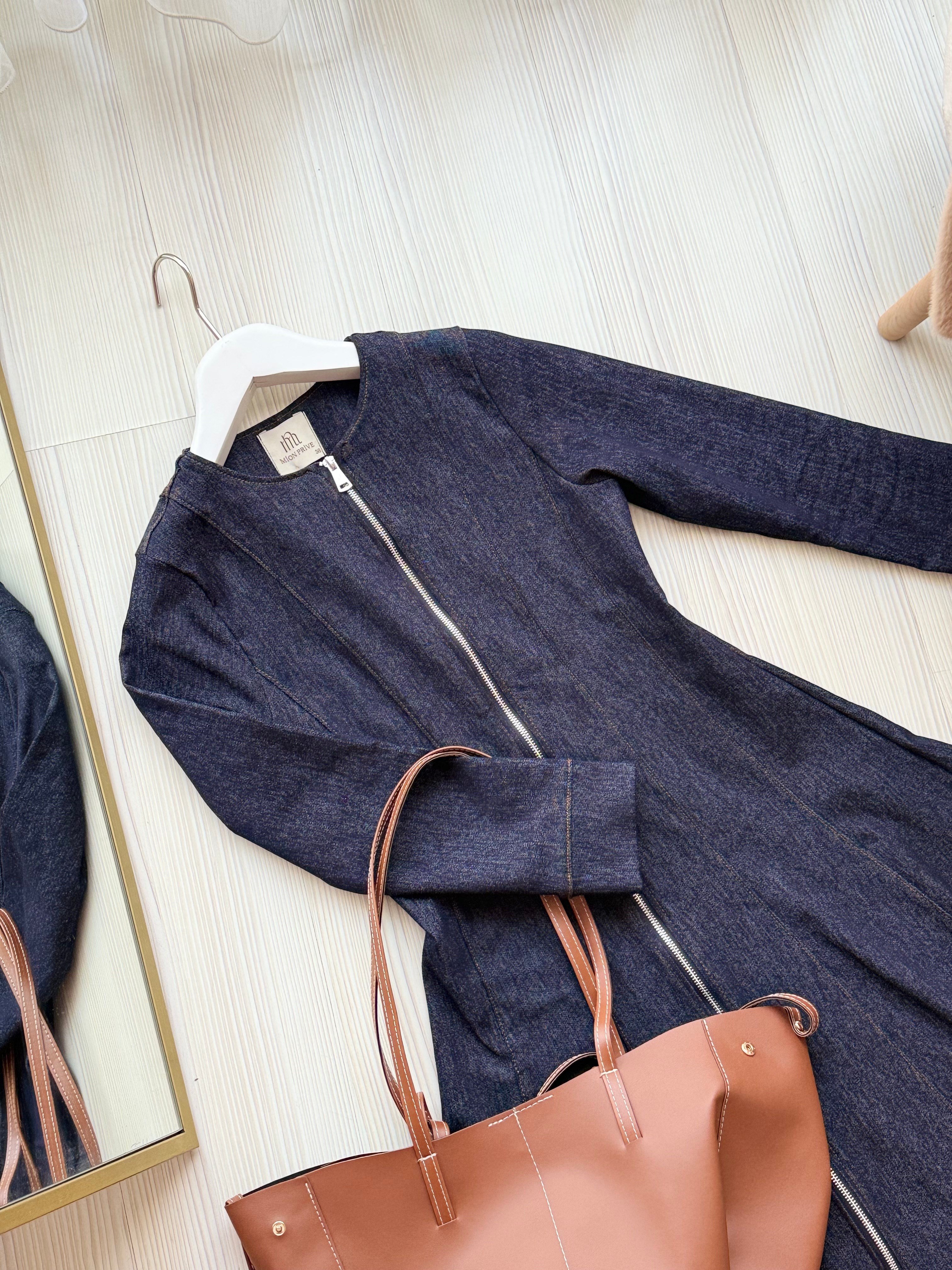 Fermuarlı Denim Elbise