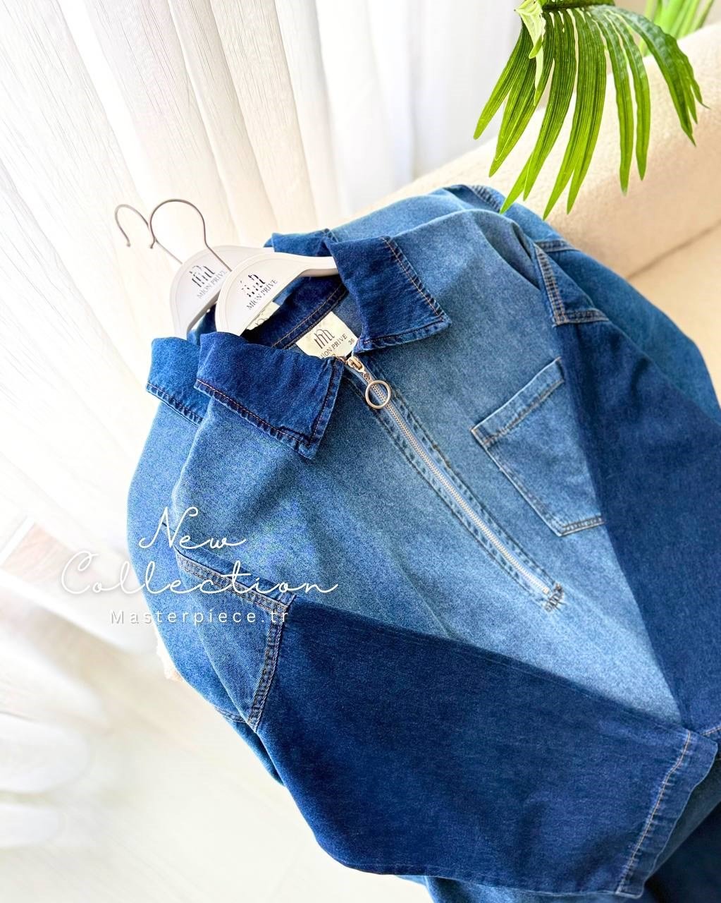 Su Yıkamalı Denim Elbise