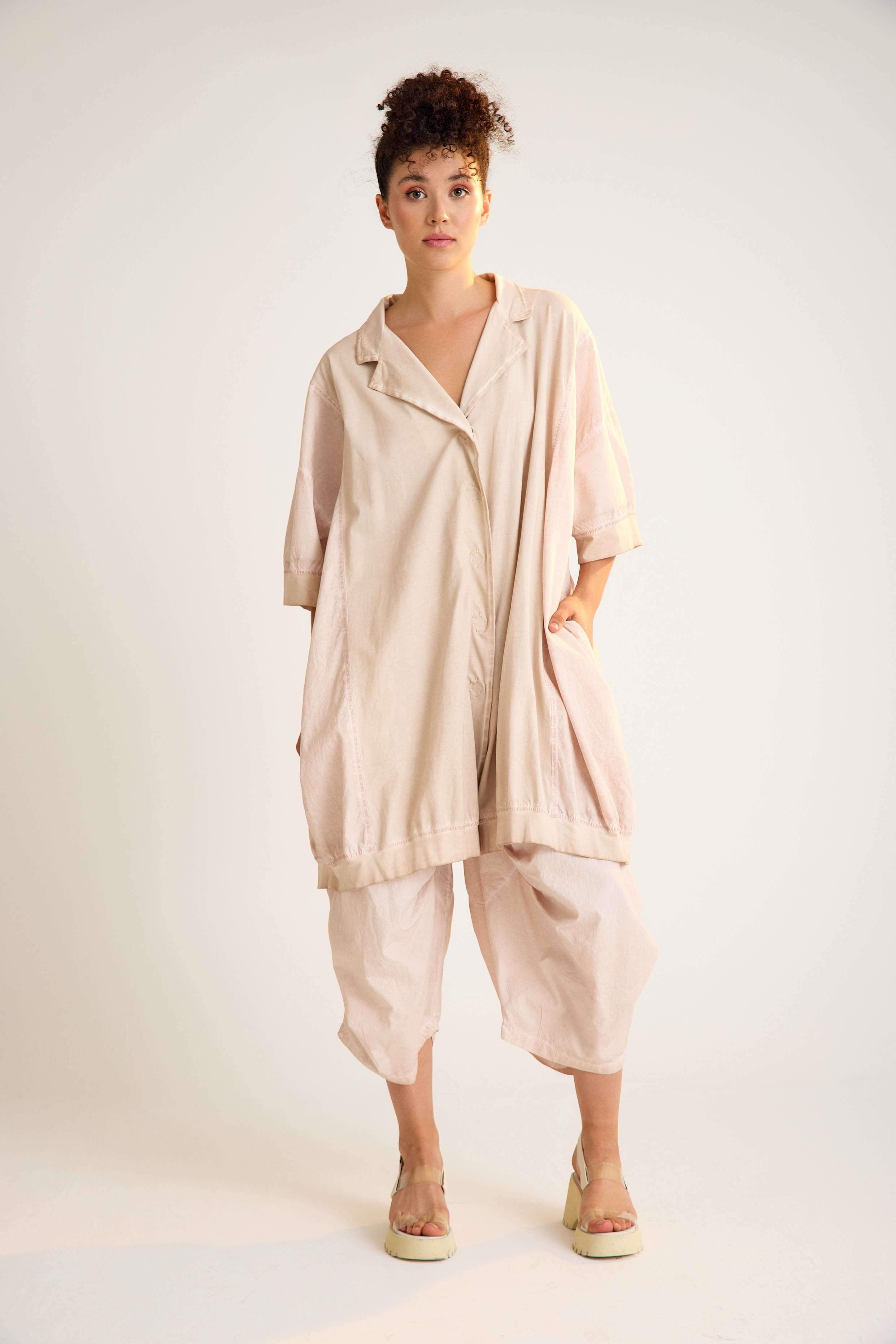 Beige Oversize Cotton Jacket