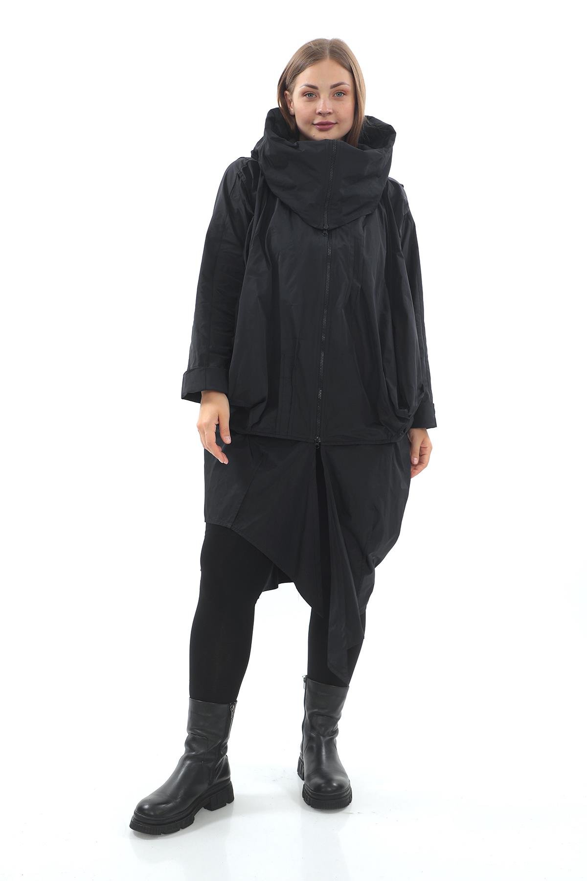 Black Oversize Polyester Jacket