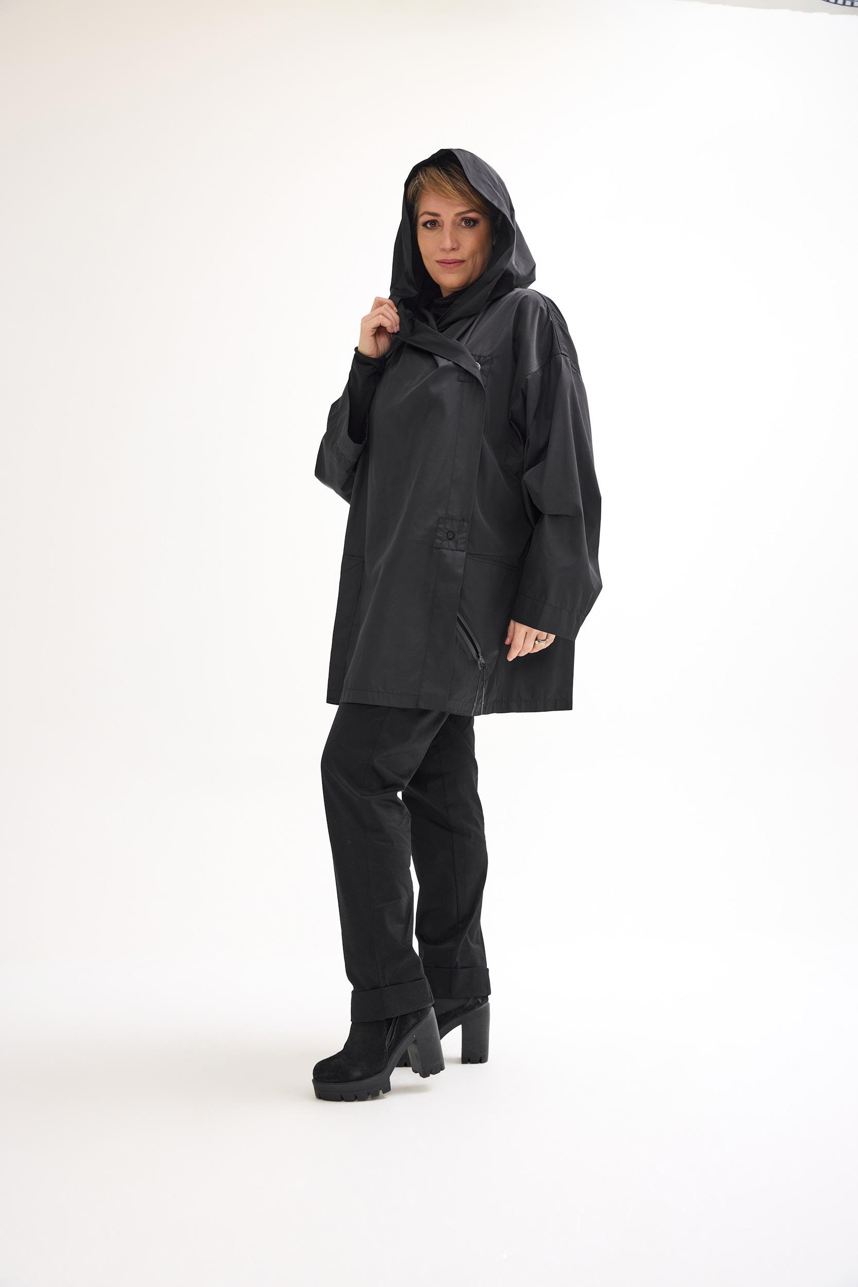 Black Oversize Polyester Jacket