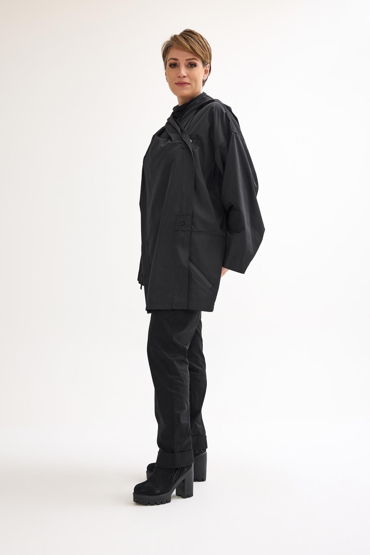 Black Oversize Polyester Jacket