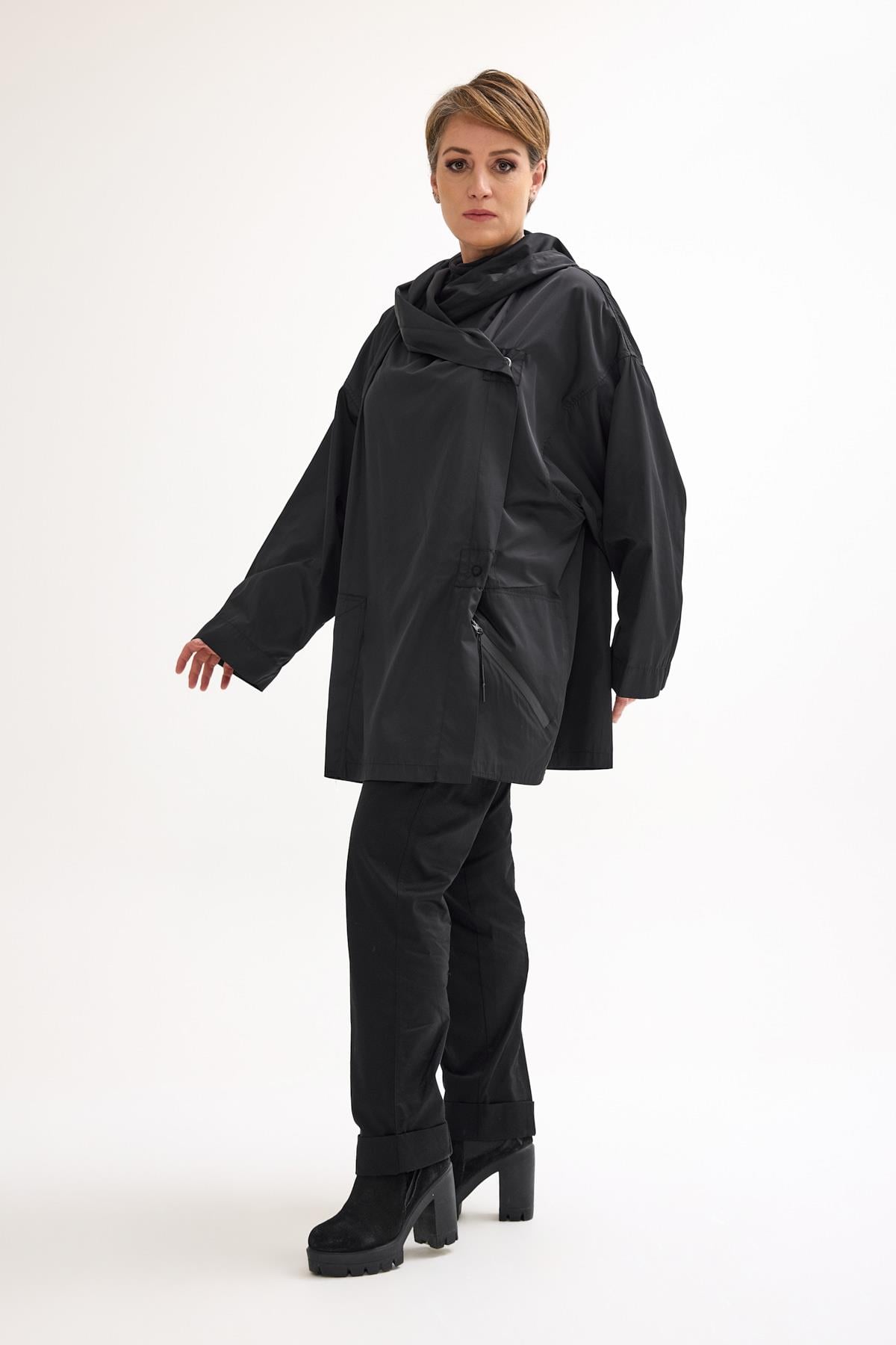 Black Oversize Polyester Jacket